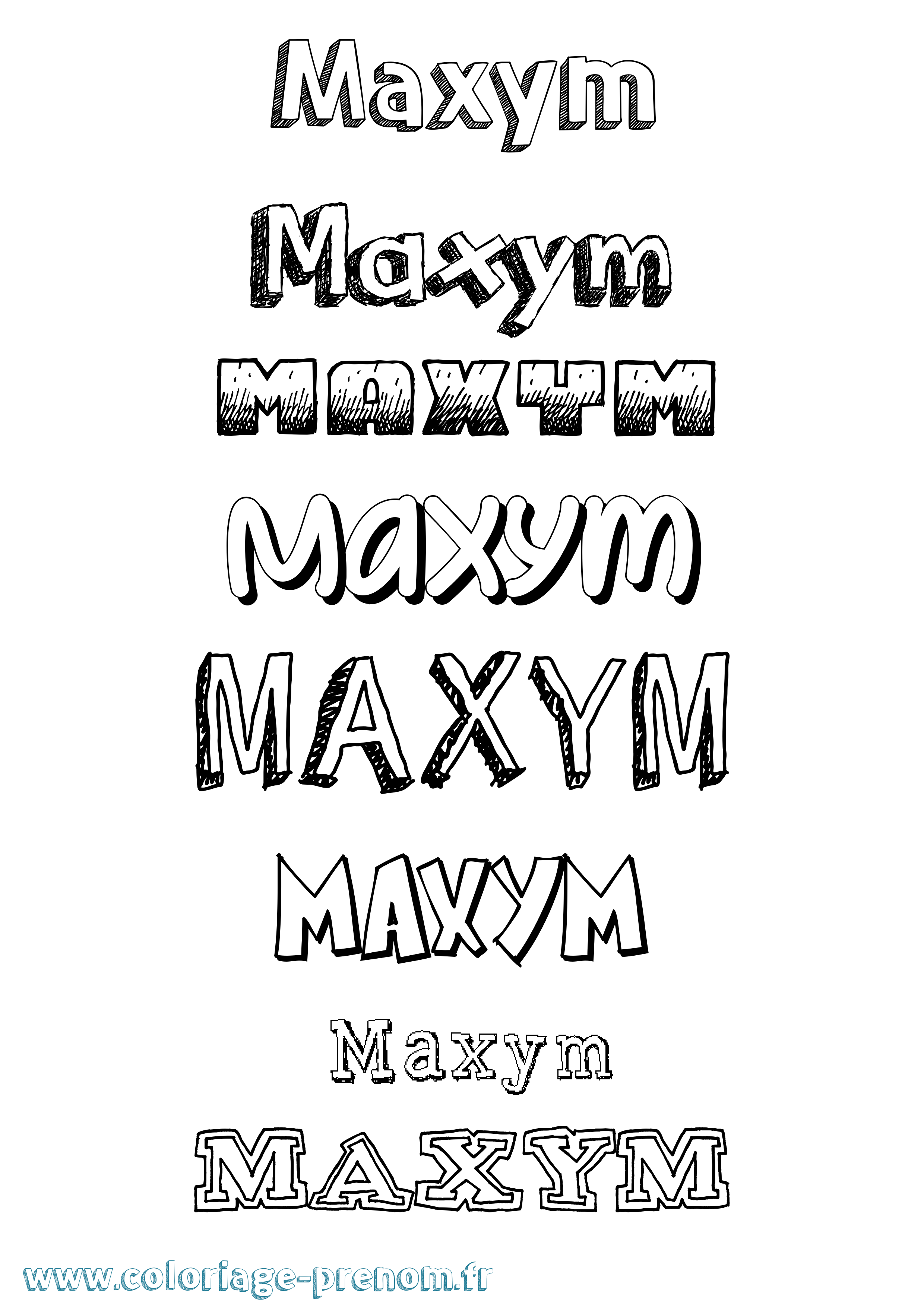 Coloriage prénom Maxym Dessiné