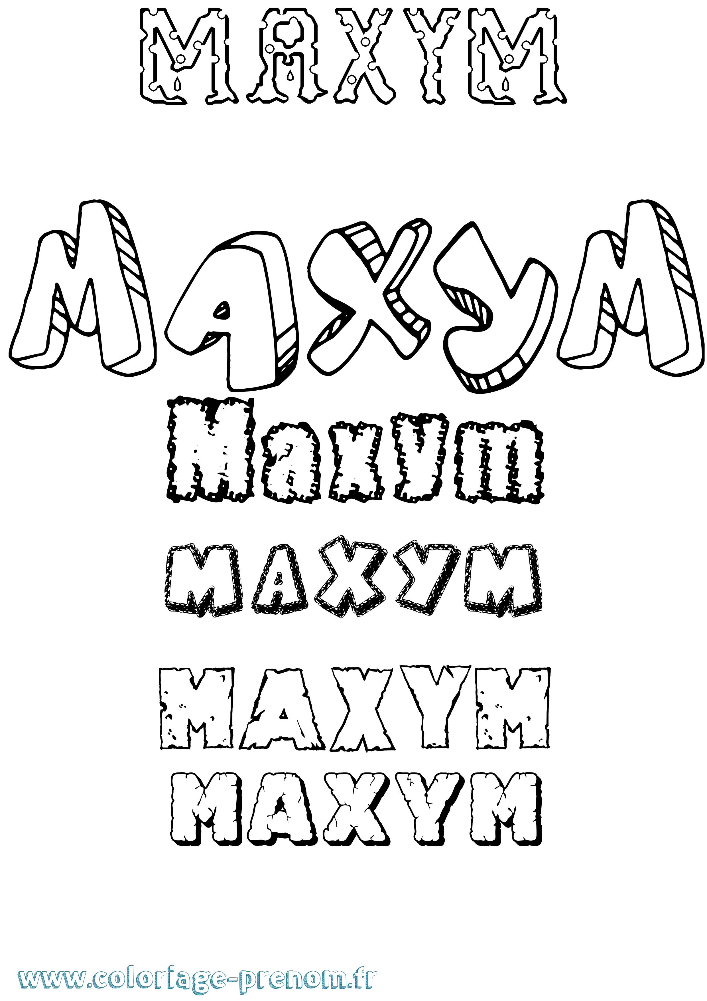 Coloriage prénom Maxym Destructuré