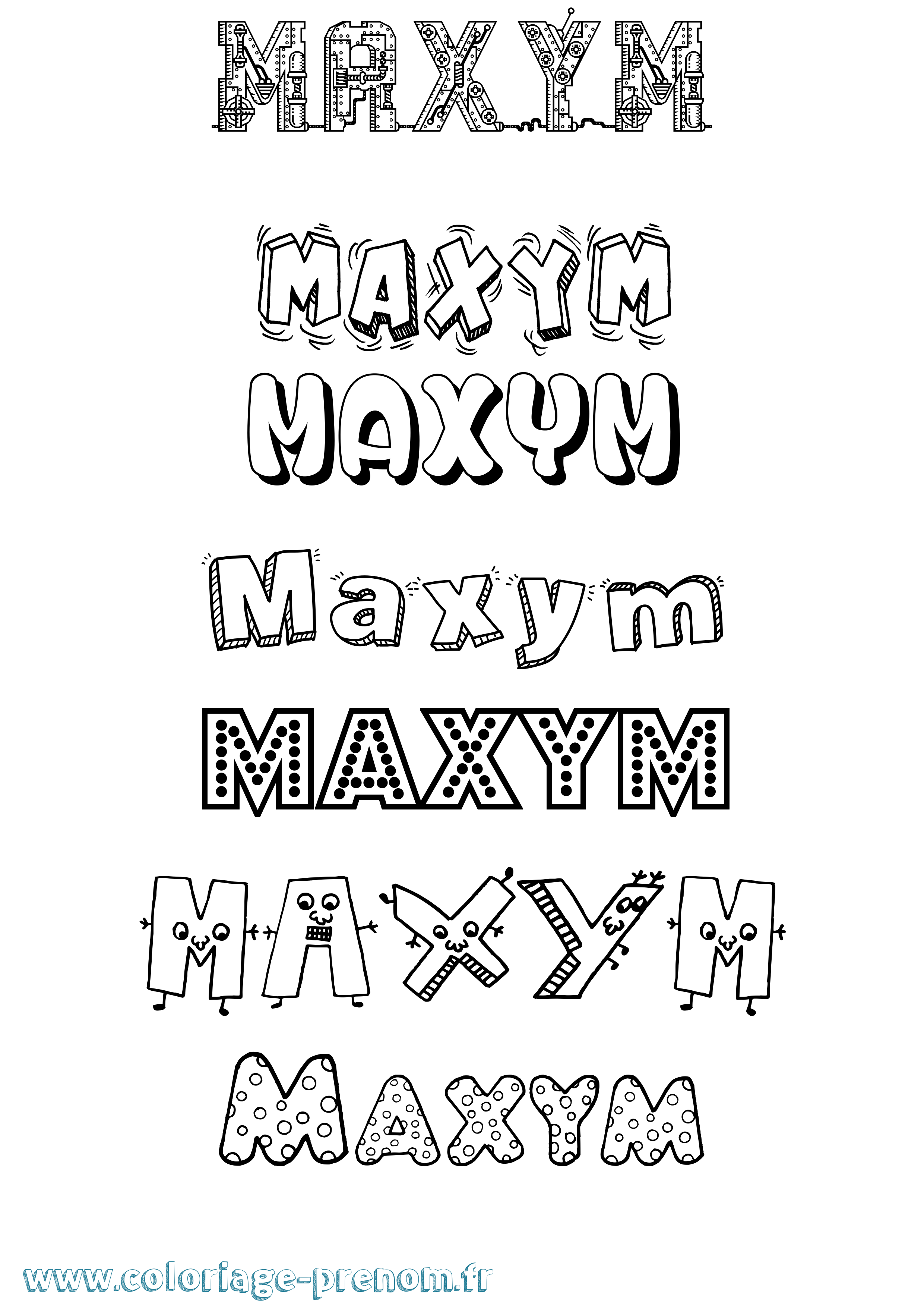 Coloriage prénom Maxym Fun