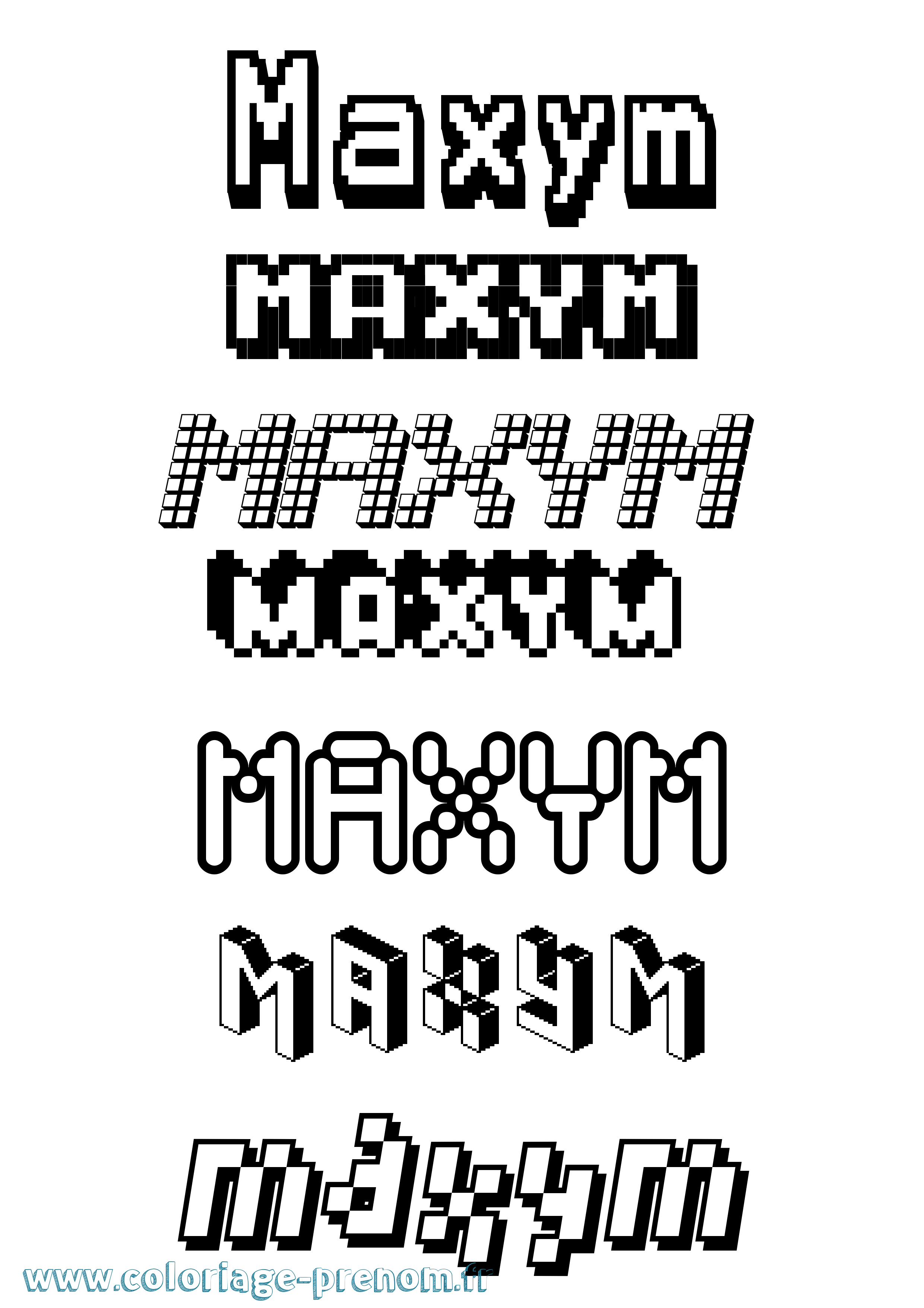Coloriage prénom Maxym Pixel