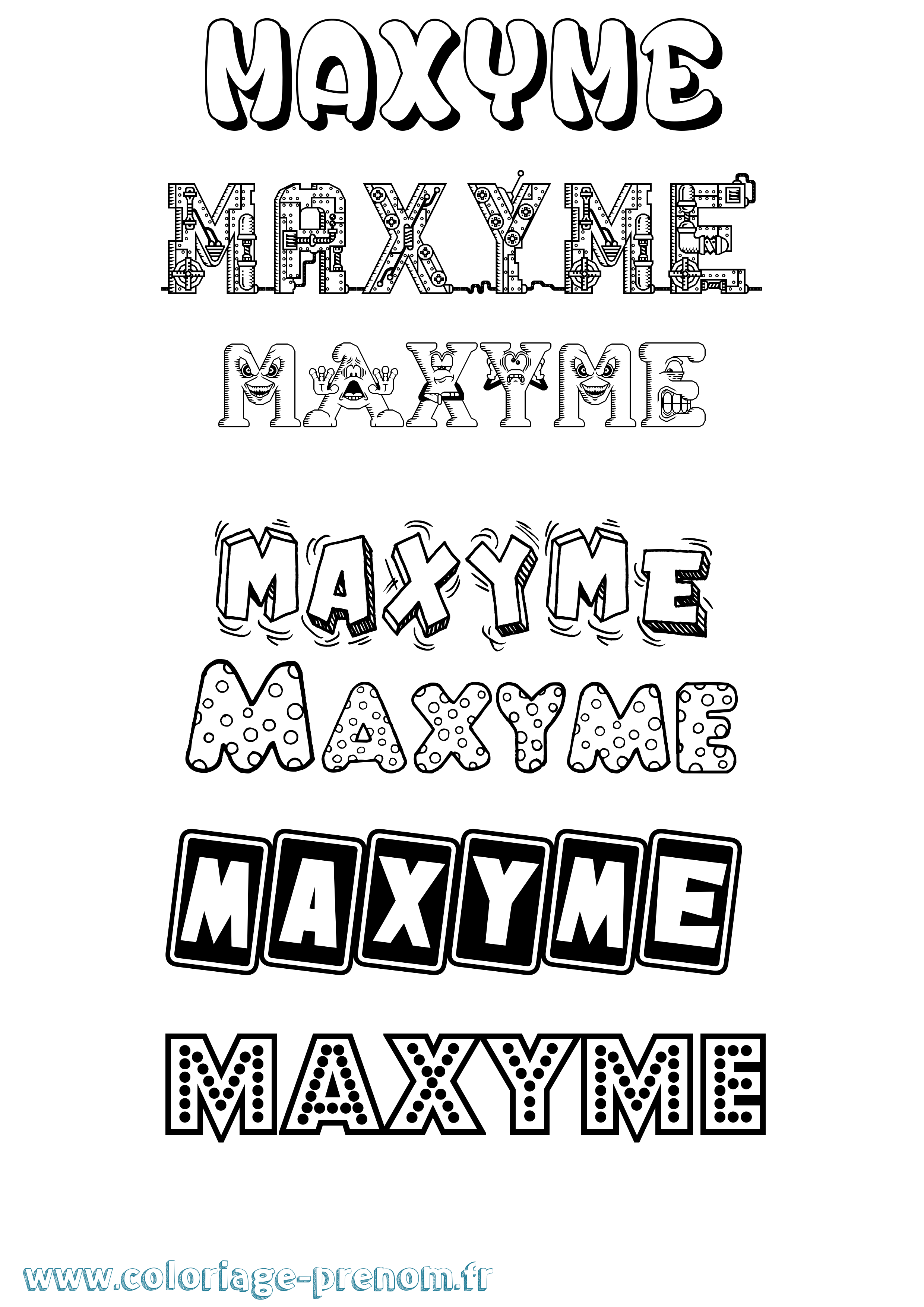 Coloriage prénom Maxyme Fun
