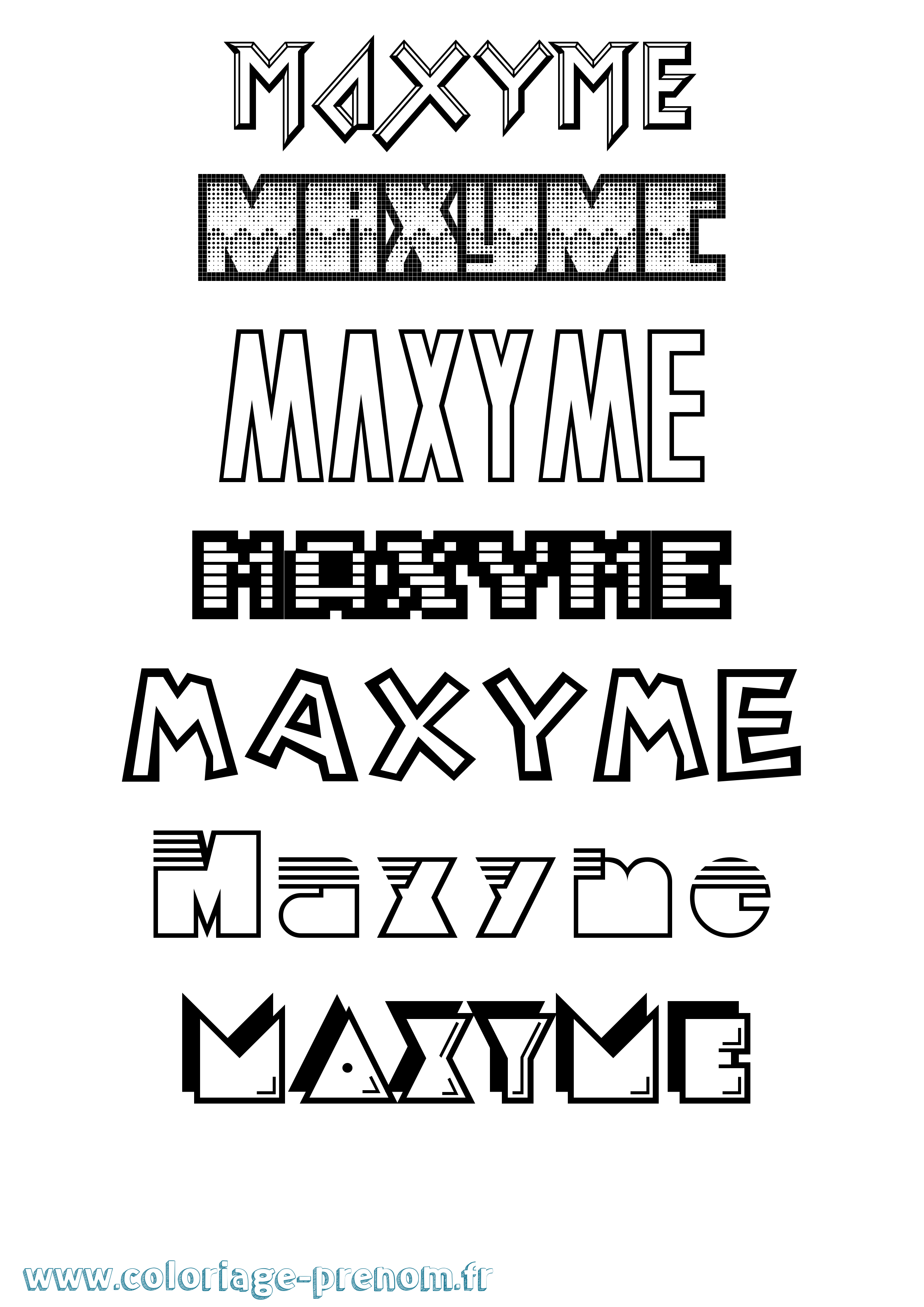 Coloriage prénom Maxyme Jeux Vidéos