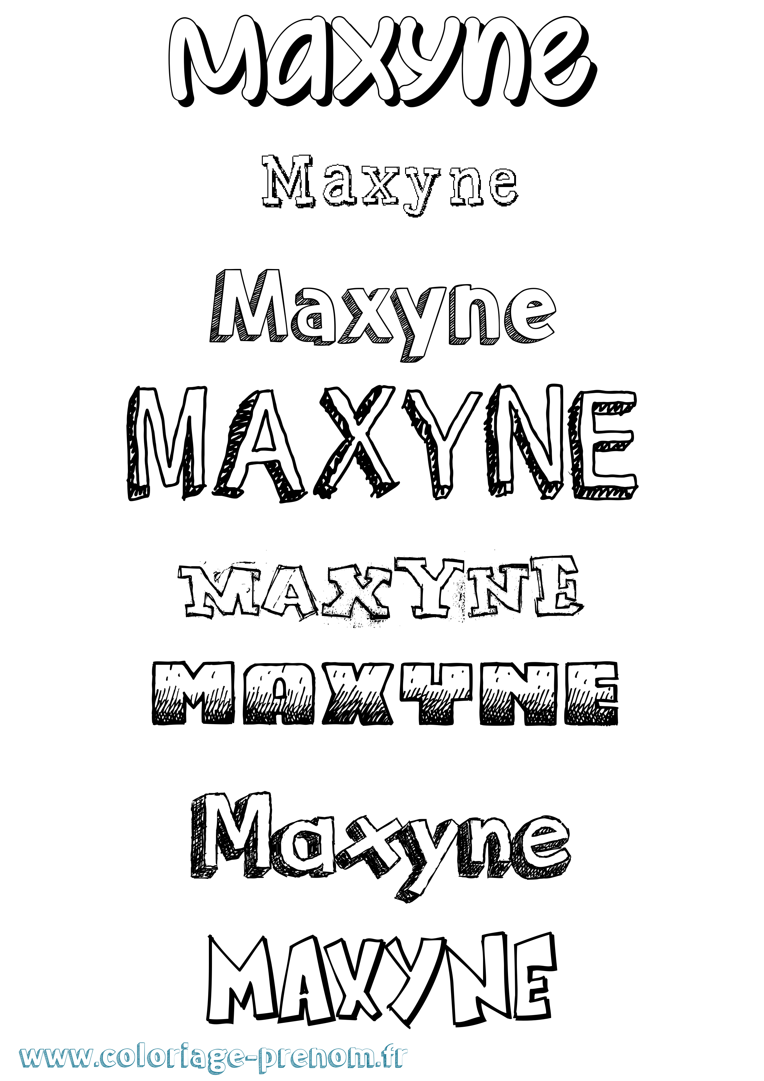 Coloriage prénom Maxyne Dessiné