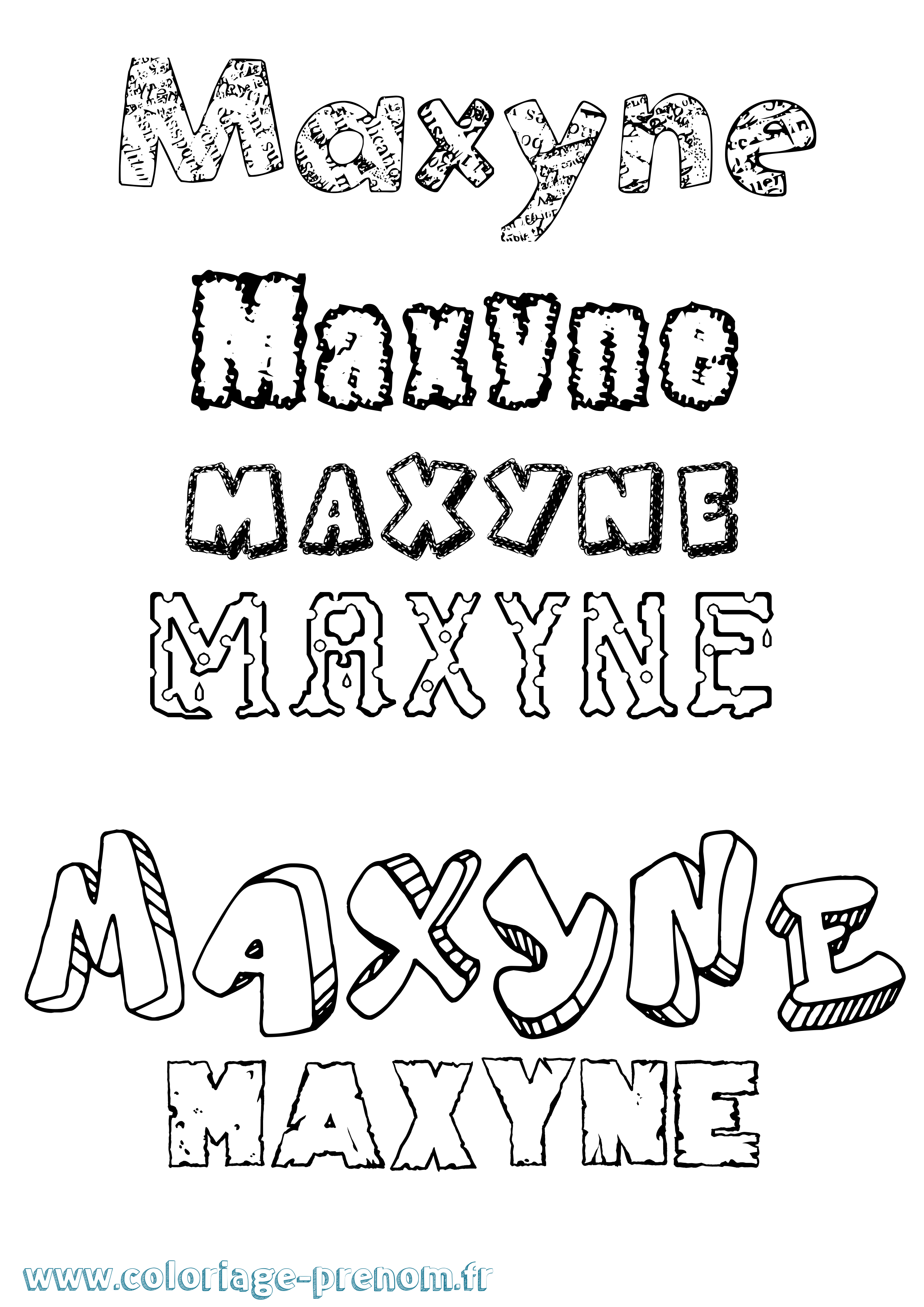 Coloriage prénom Maxyne Destructuré