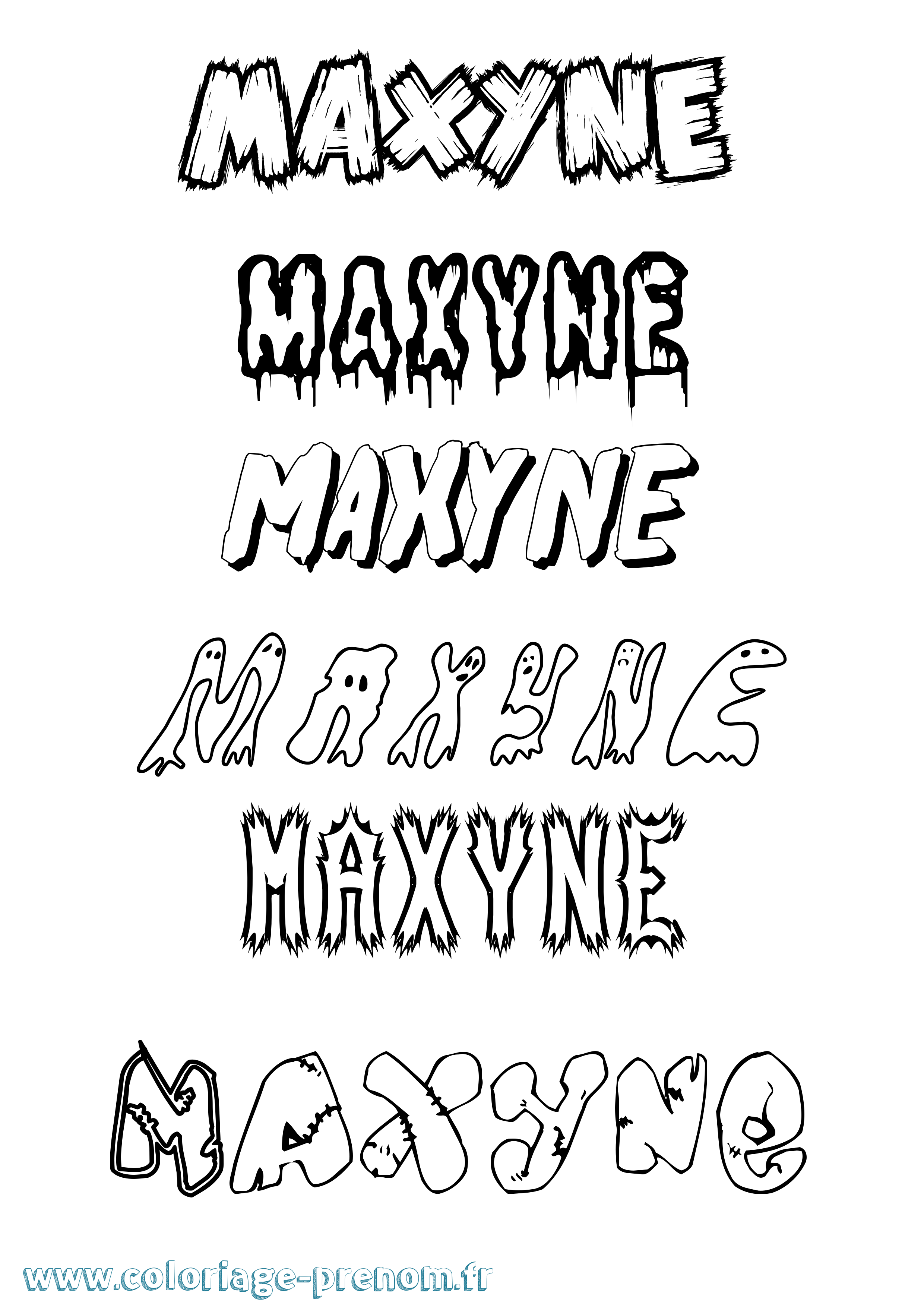 Coloriage prénom Maxyne Frisson