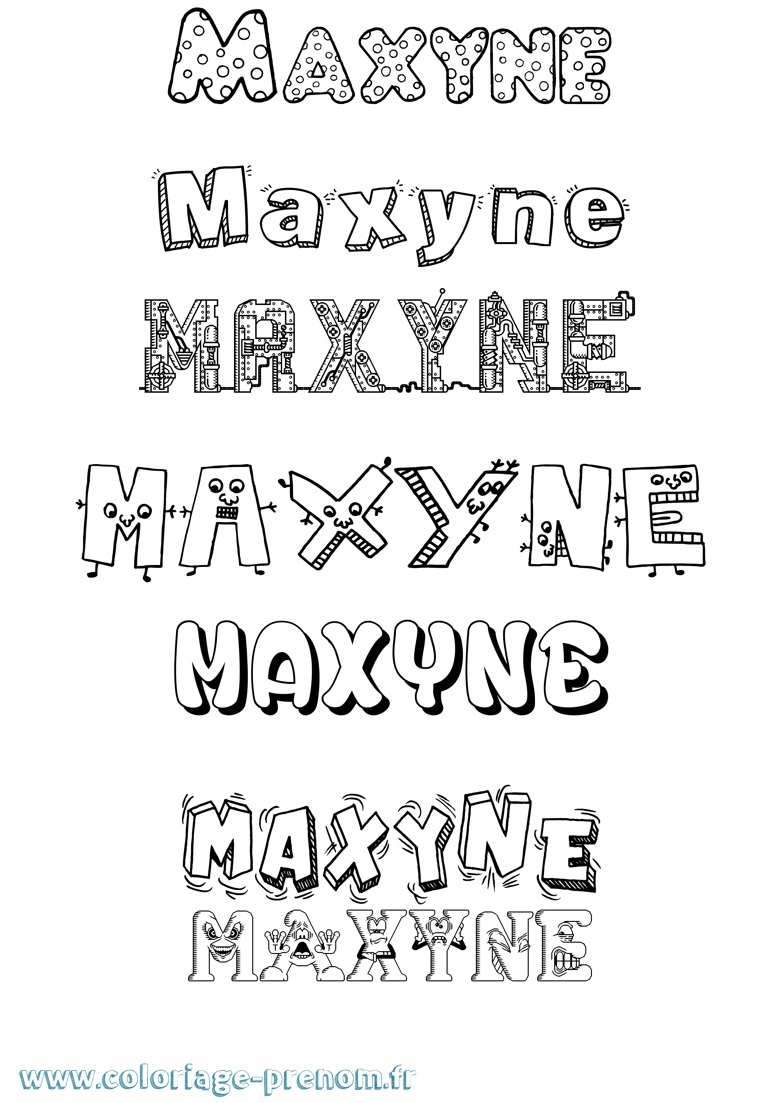 Coloriage prénom Maxyne Fun