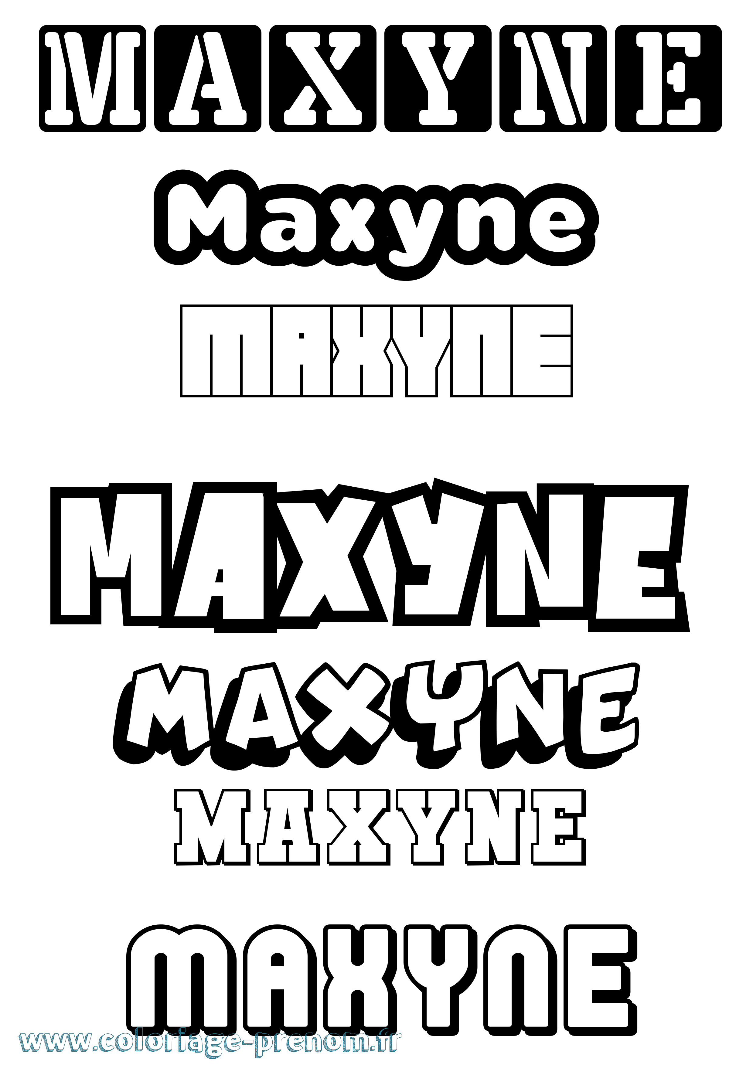 Coloriage prénom Maxyne Simple