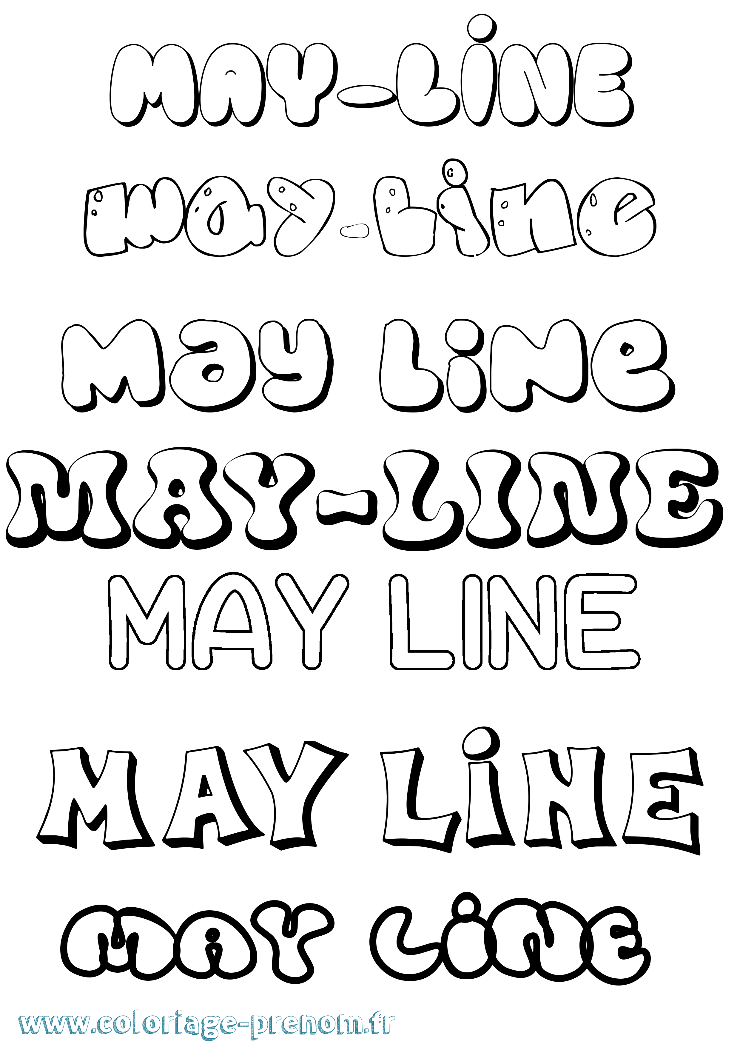 Coloriage prénom May-Line Bubble