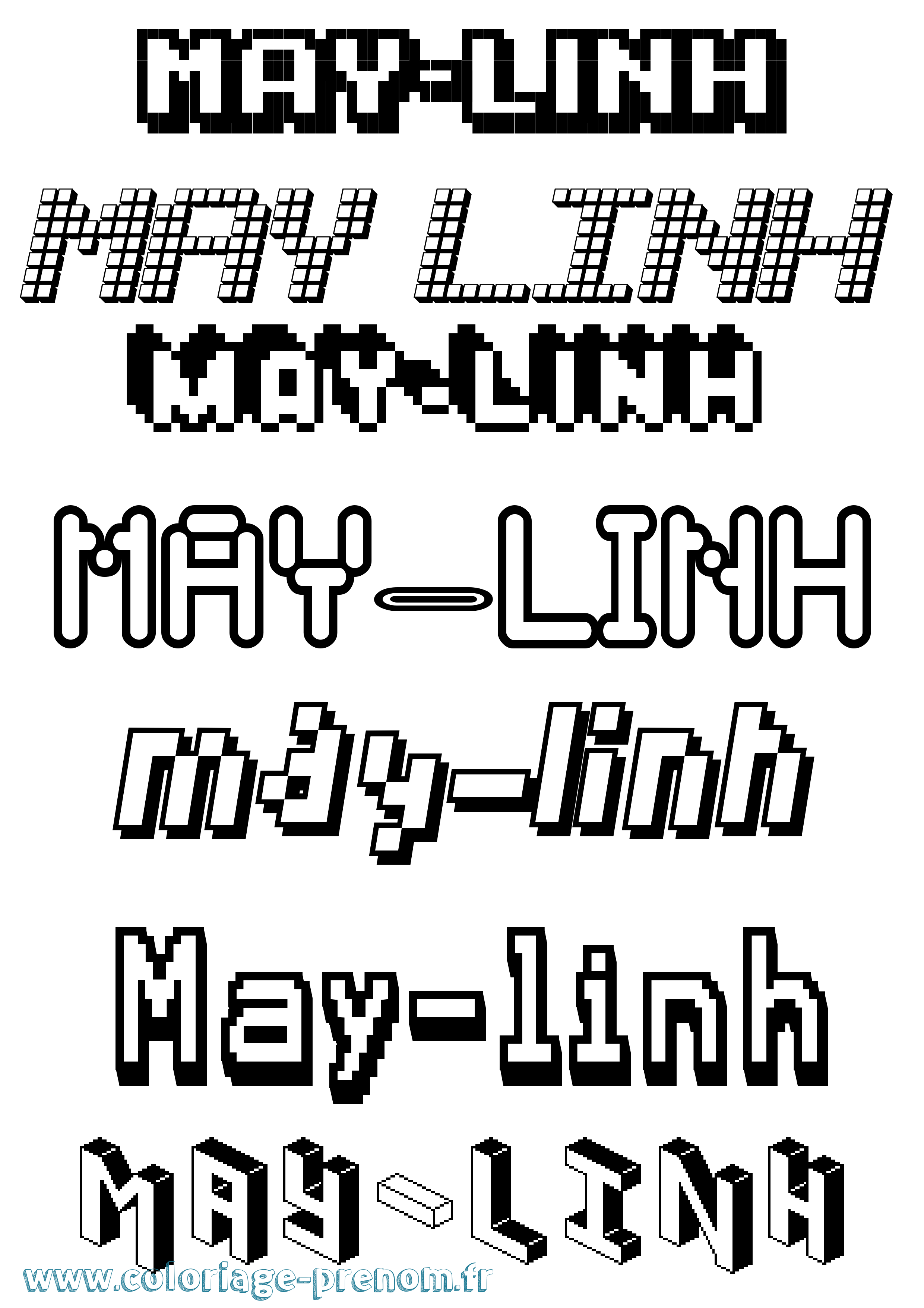 Coloriage prénom May-Linh Pixel