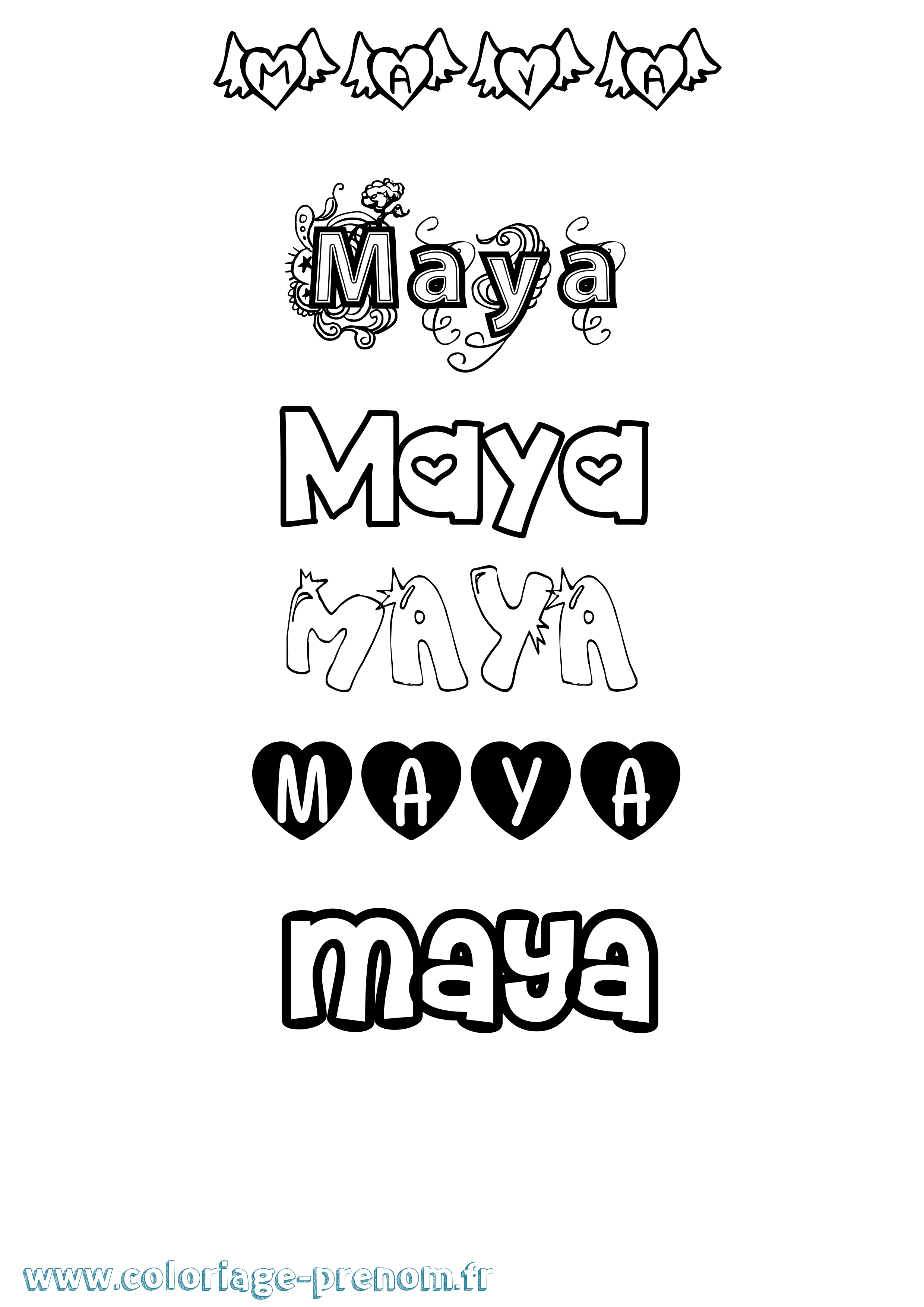 Coloriage prénom Maya
