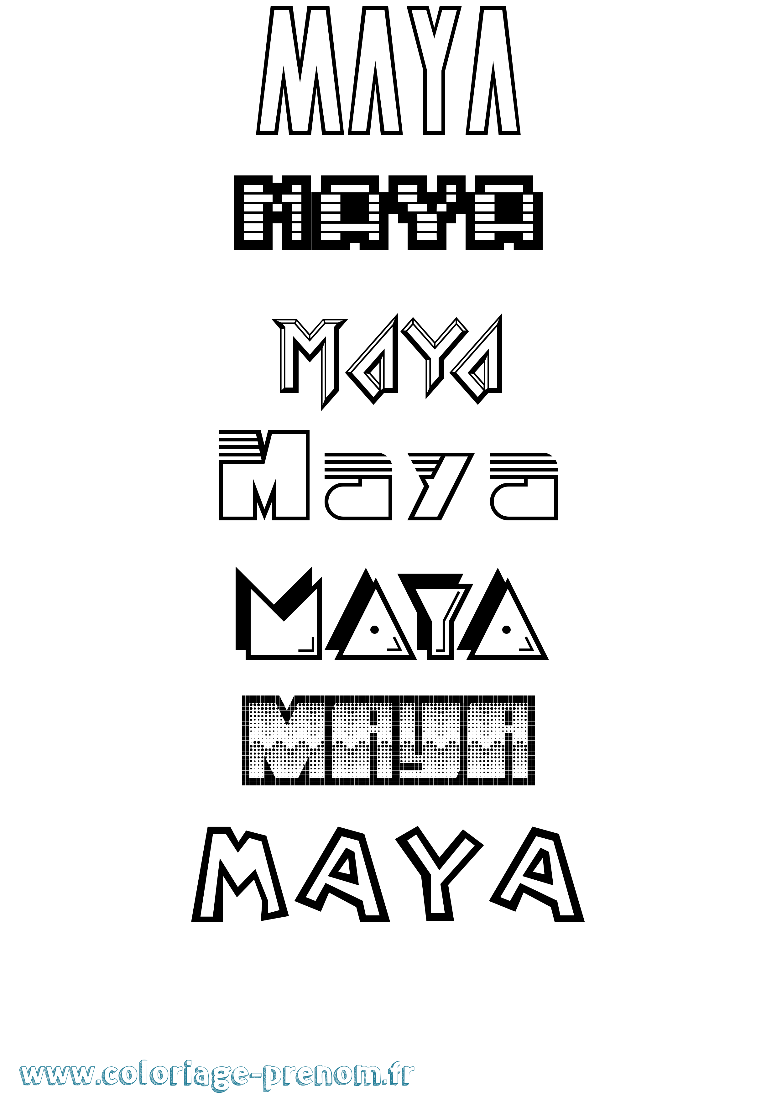 Coloriage prénom Maya
