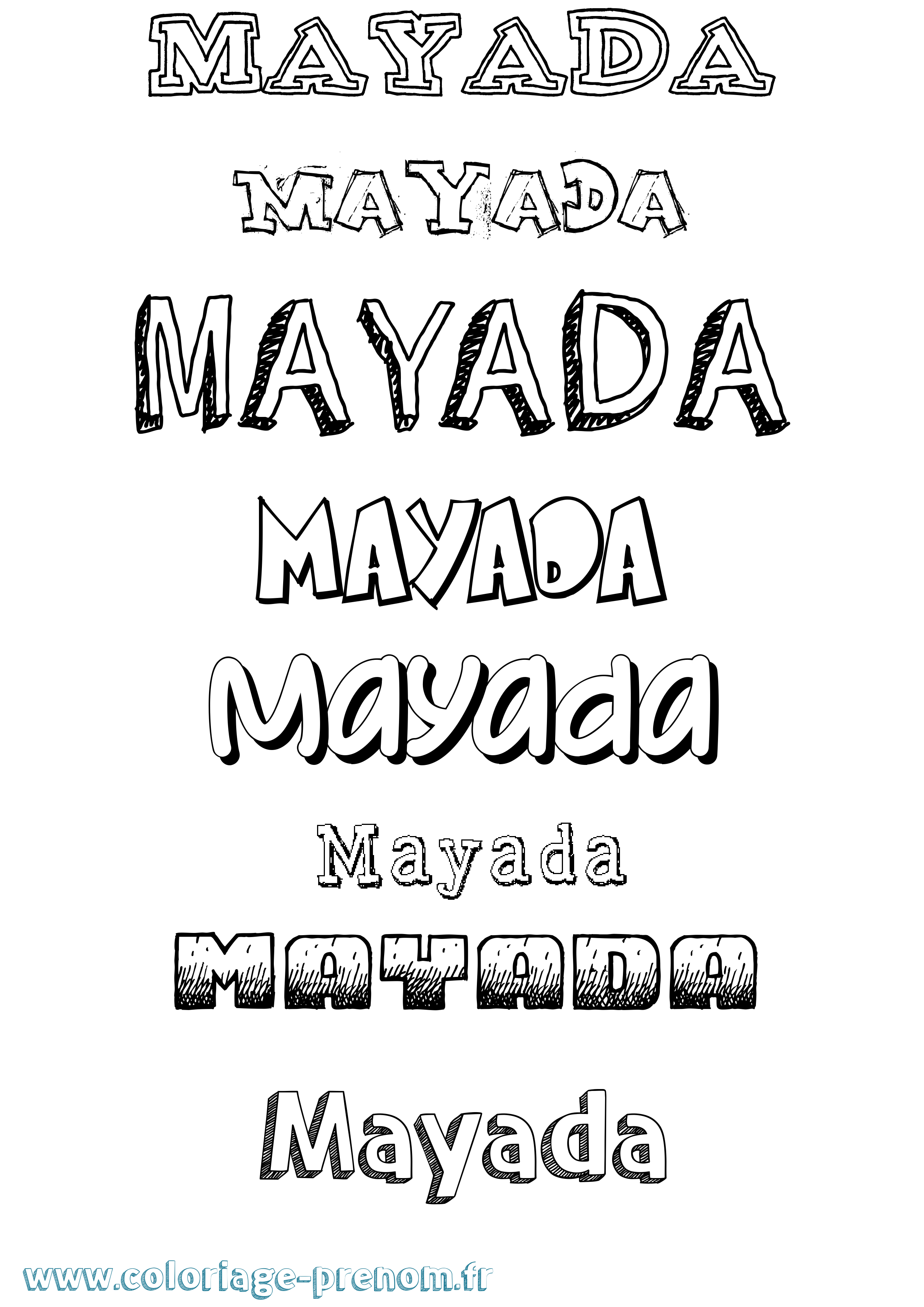 Coloriage prénom Mayada Dessiné