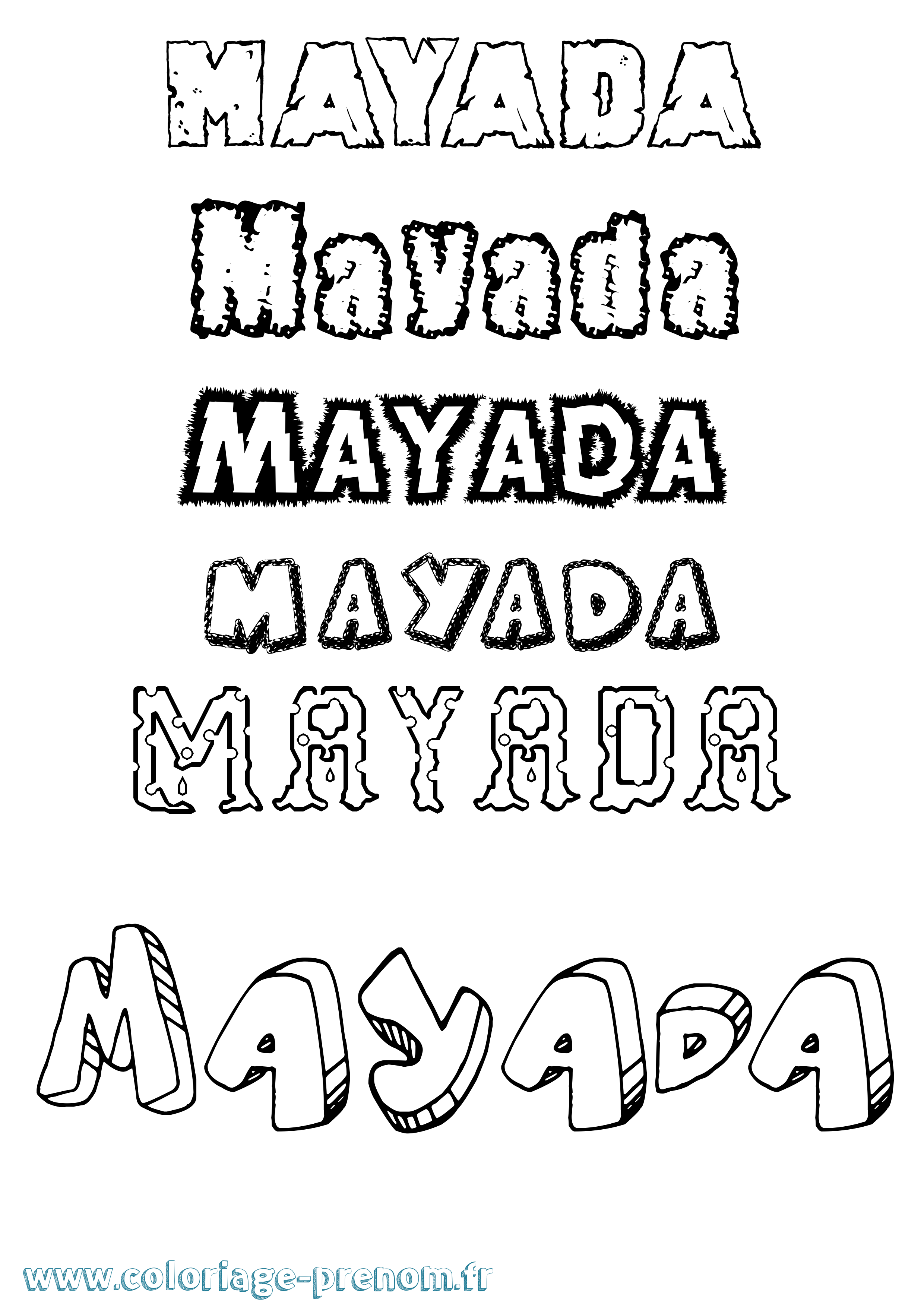 Coloriage prénom Mayada Destructuré