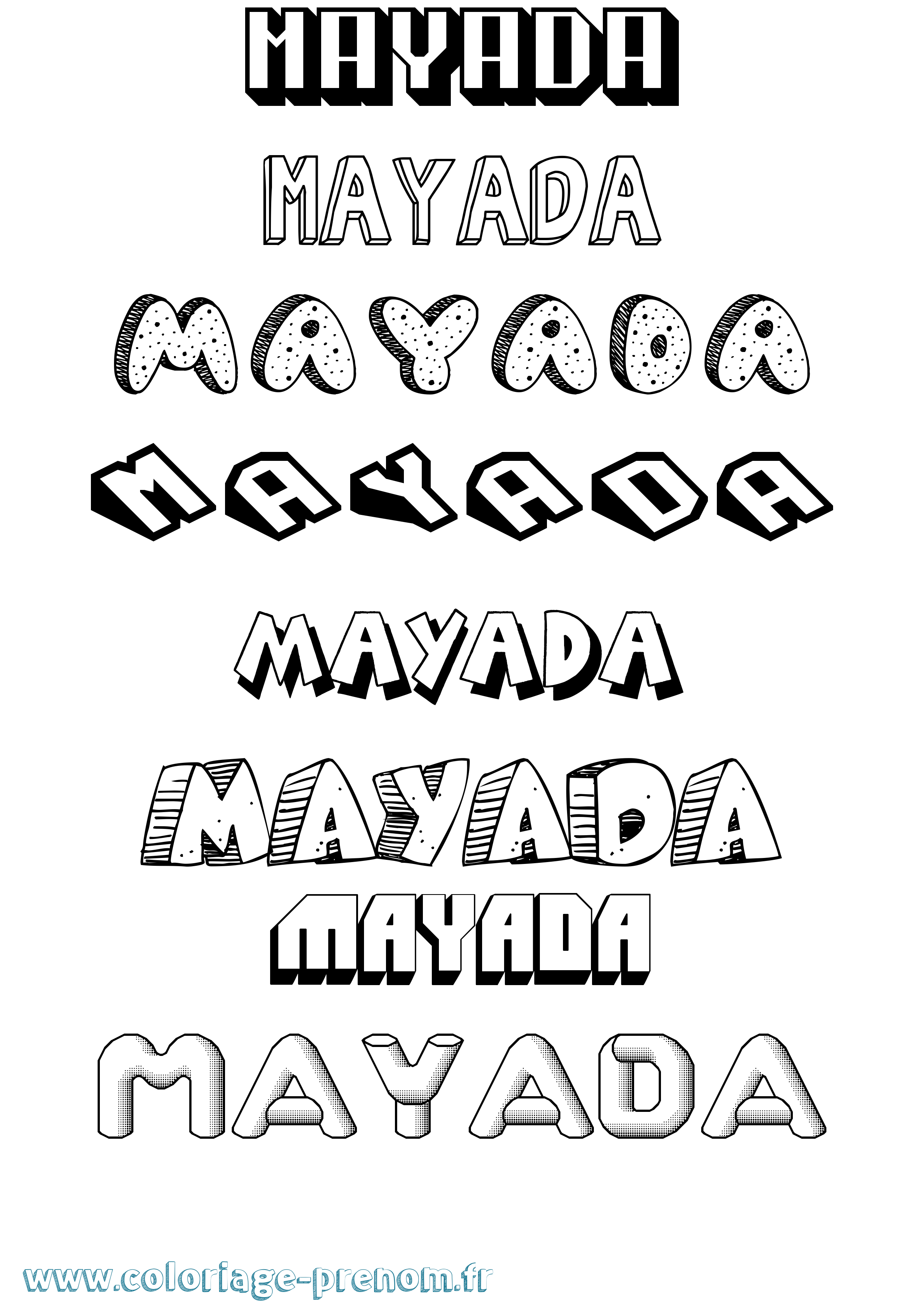 Coloriage prénom Mayada Effet 3D