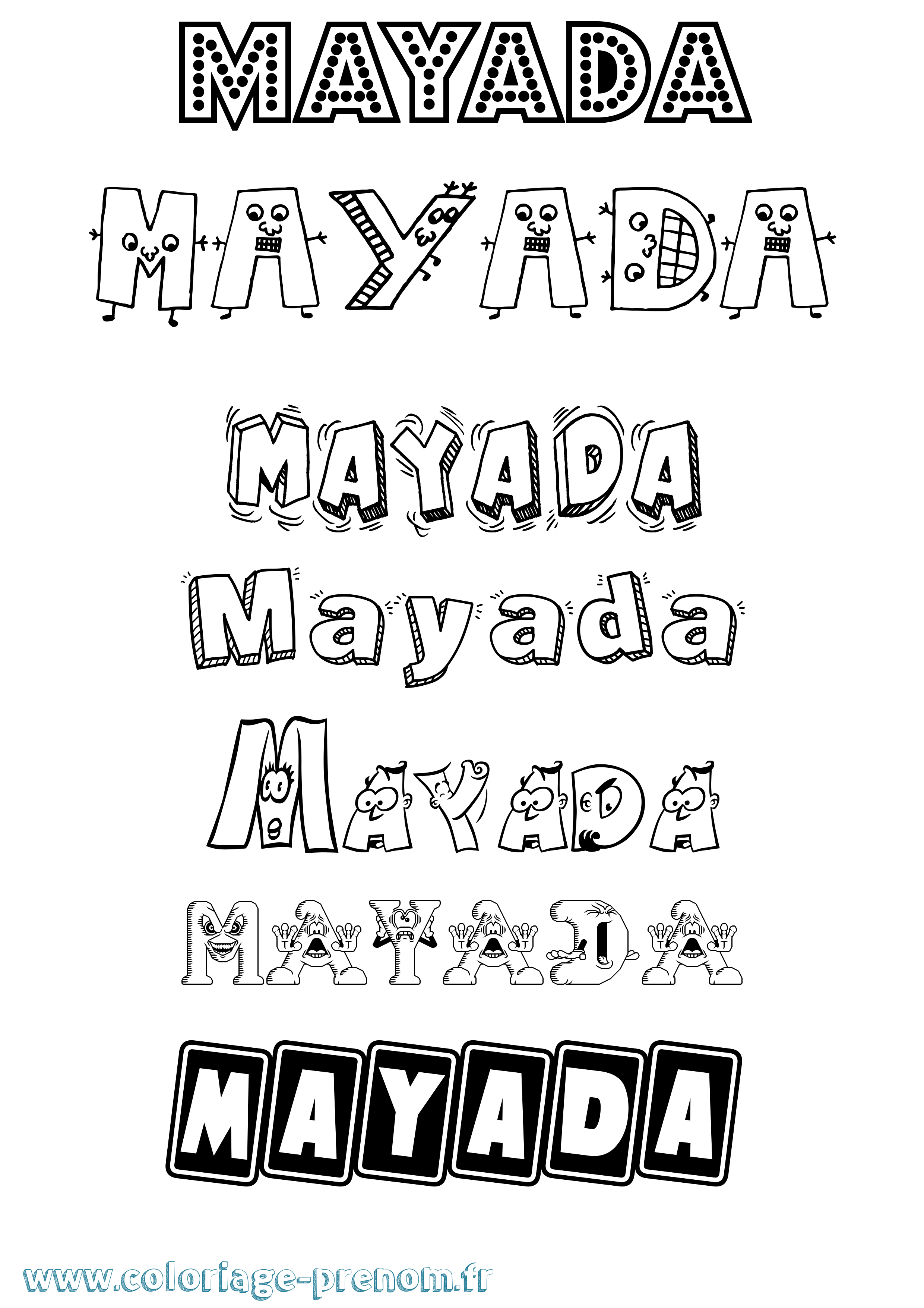 Coloriage prénom Mayada Fun