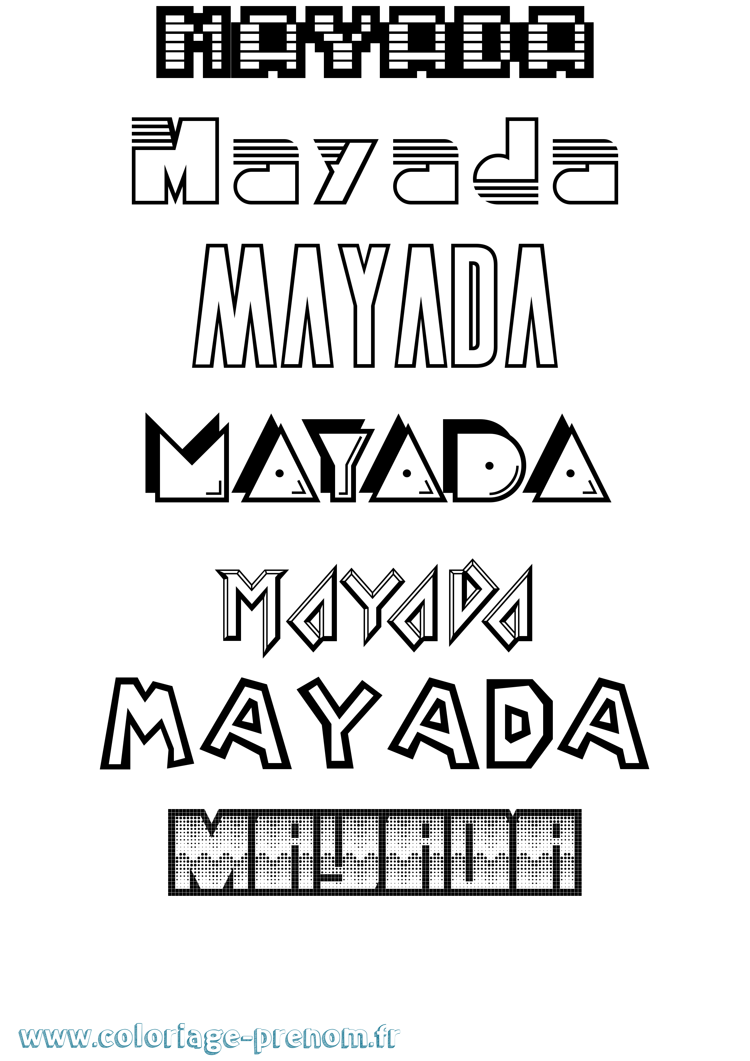 Coloriage prénom Mayada Jeux Vidéos