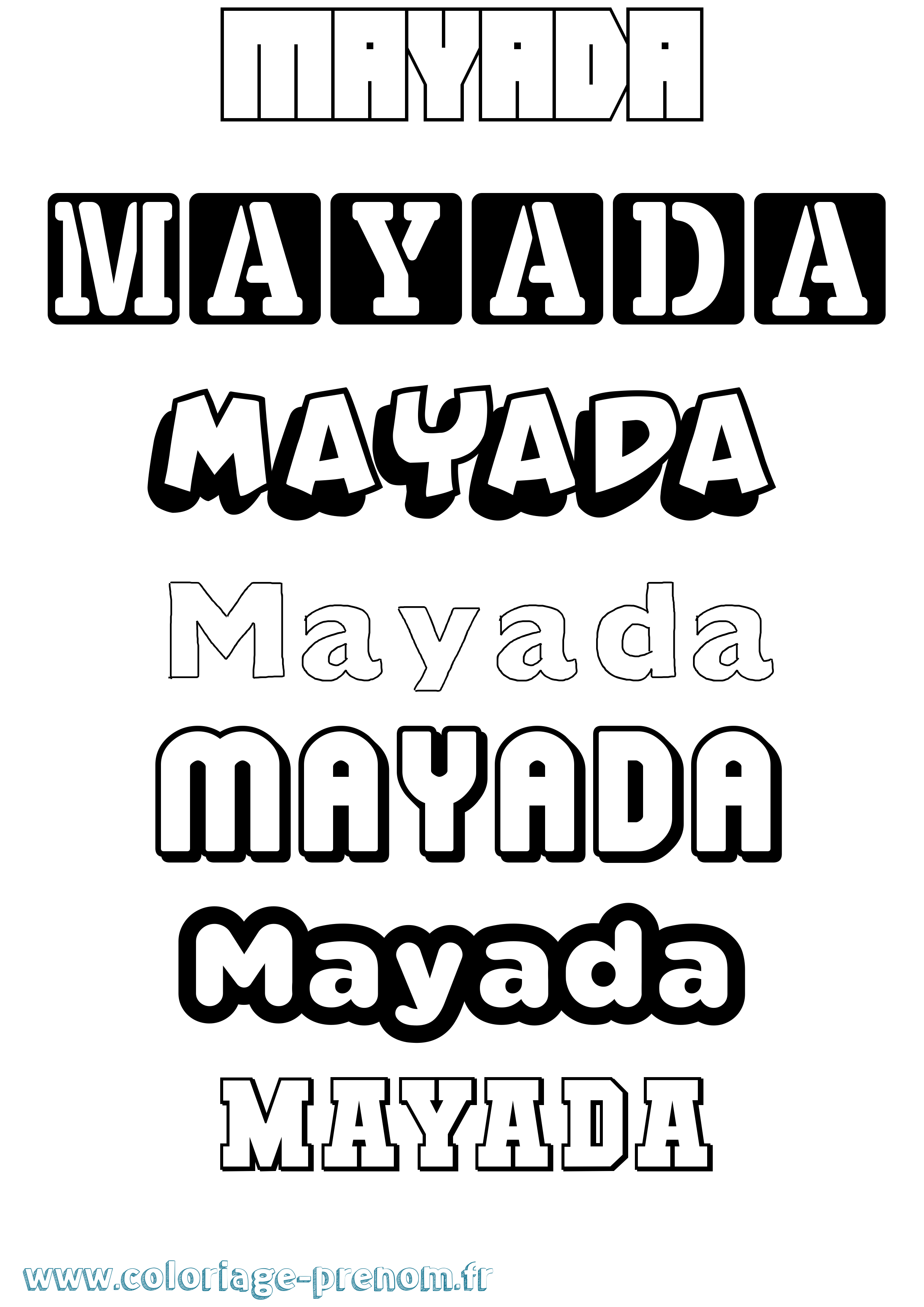 Coloriage prénom Mayada Simple