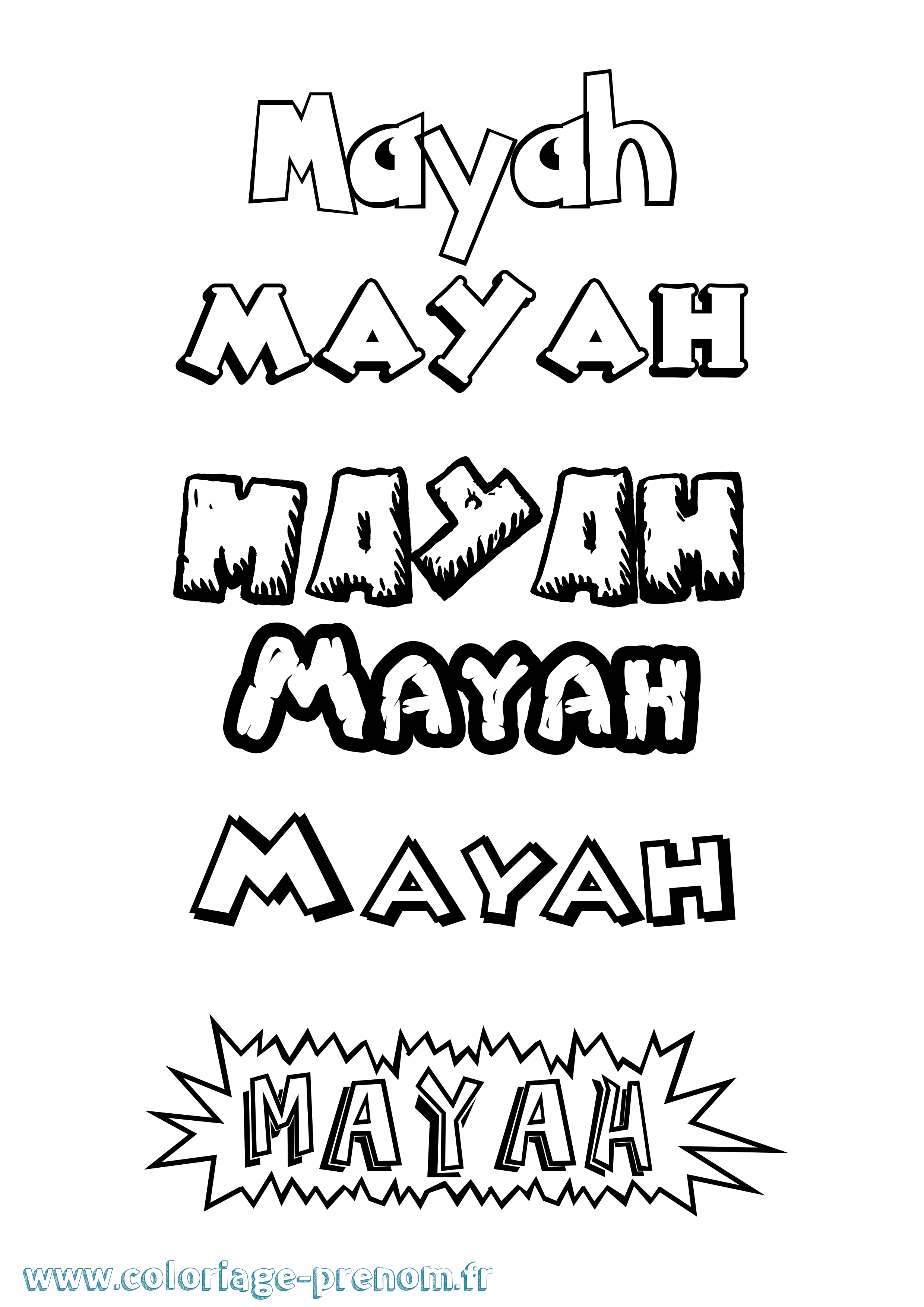 Coloriage prénom Mayah Dessin Animé