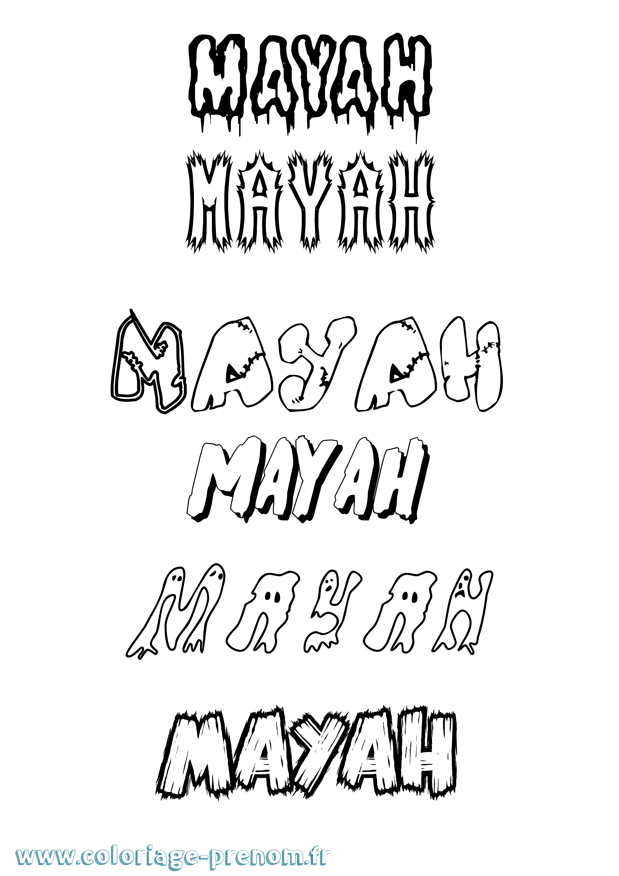 Coloriage prénom Mayah Frisson