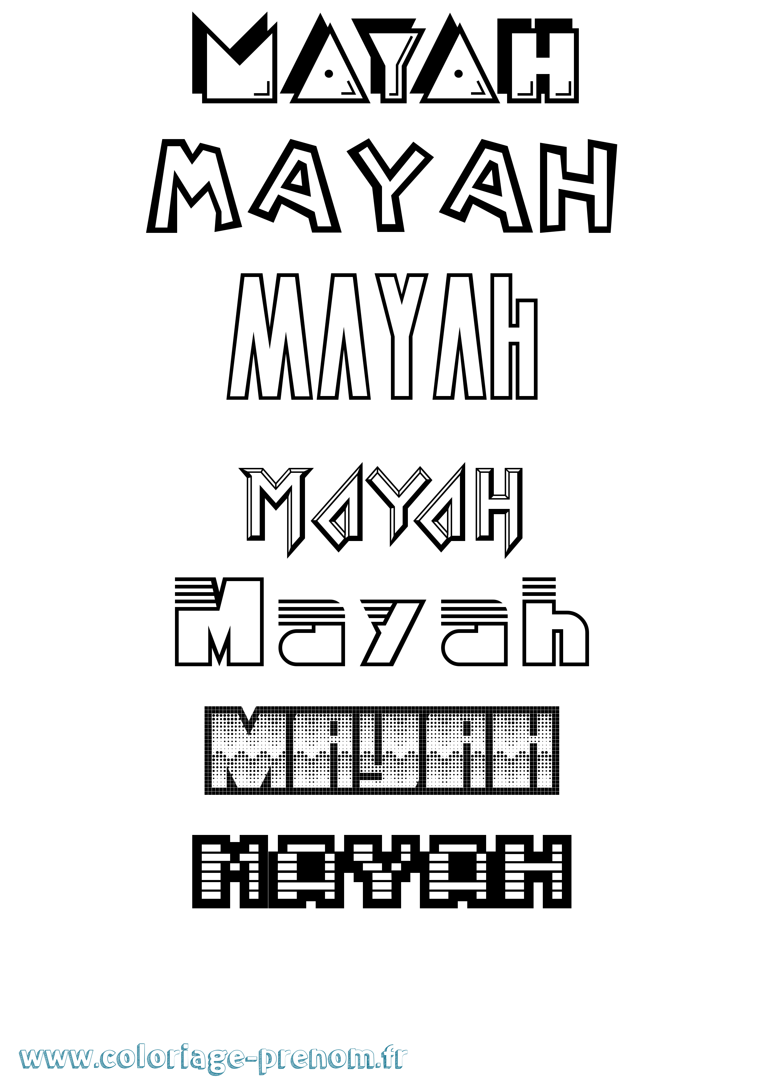 Coloriage prénom Mayah Jeux Vidéos