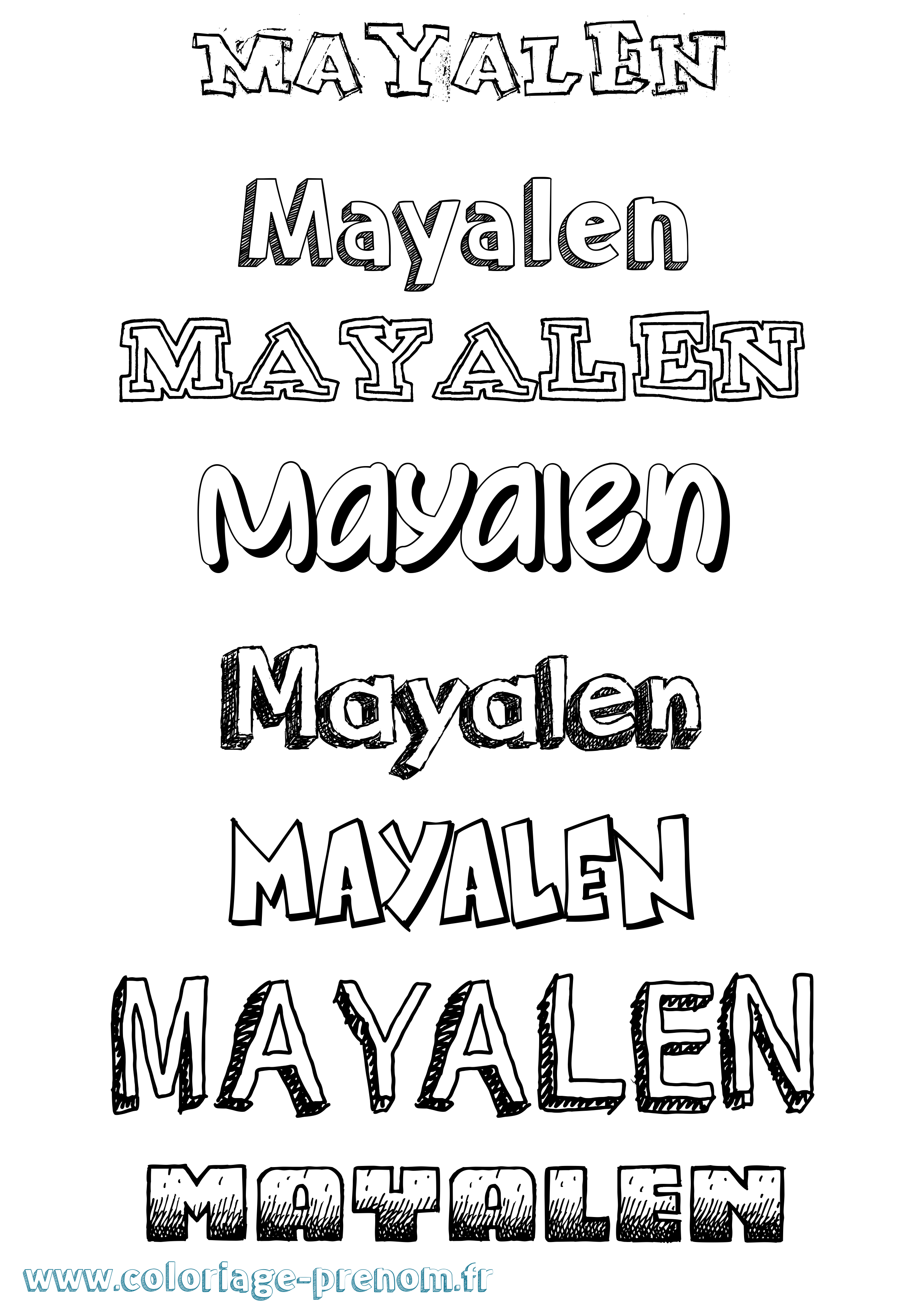 Coloriage prénom Mayalen Dessiné