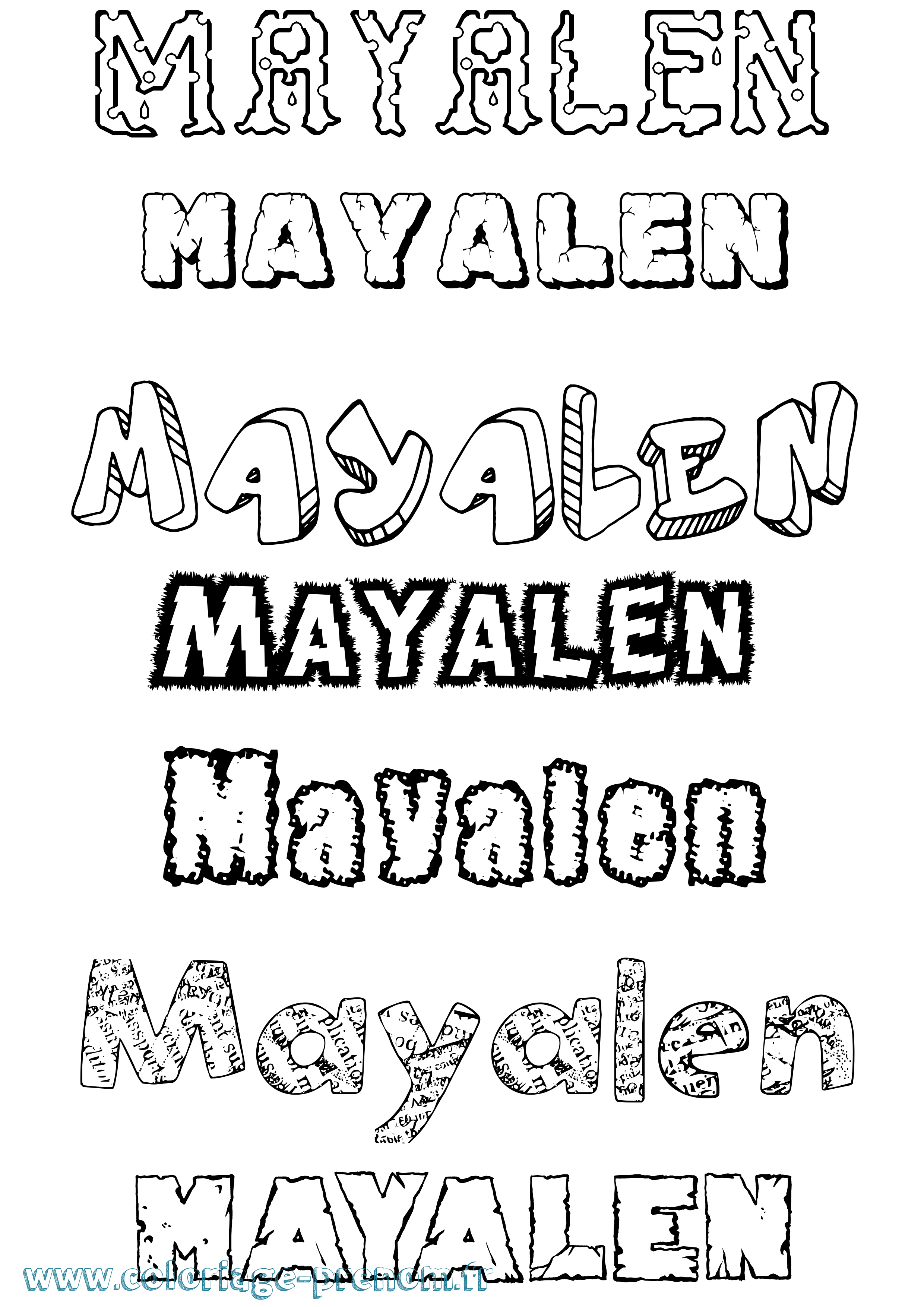 Coloriage prénom Mayalen Destructuré