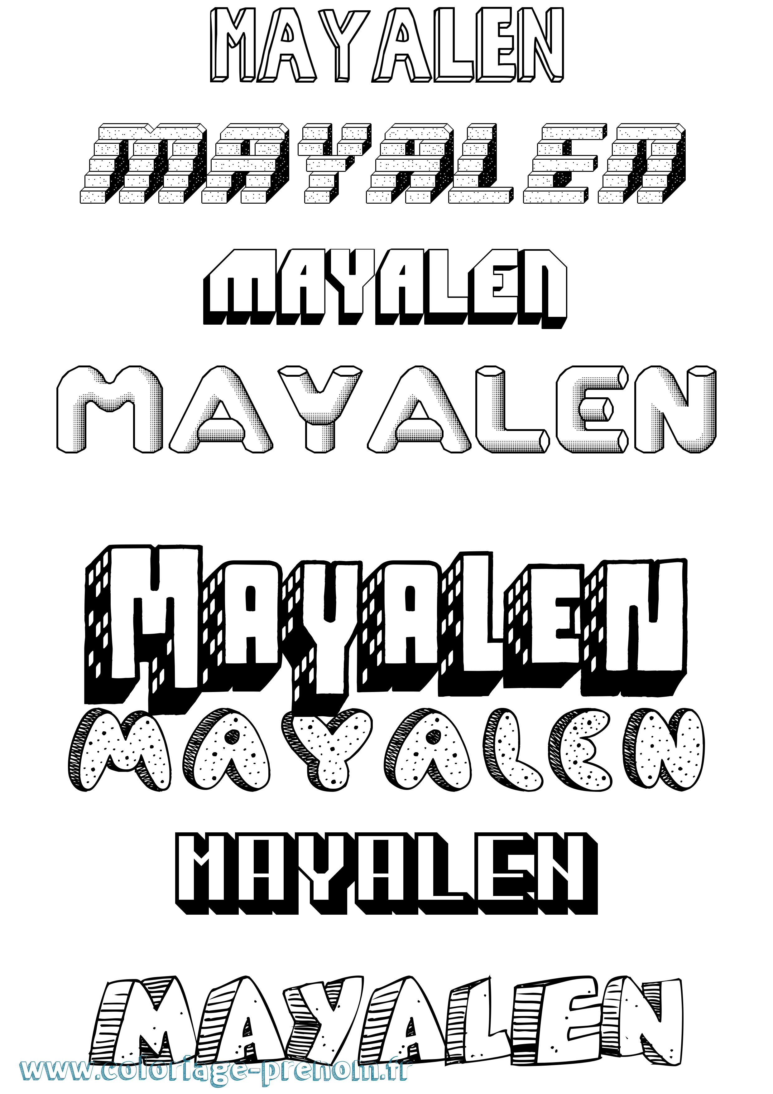 Coloriage prénom Mayalen Effet 3D