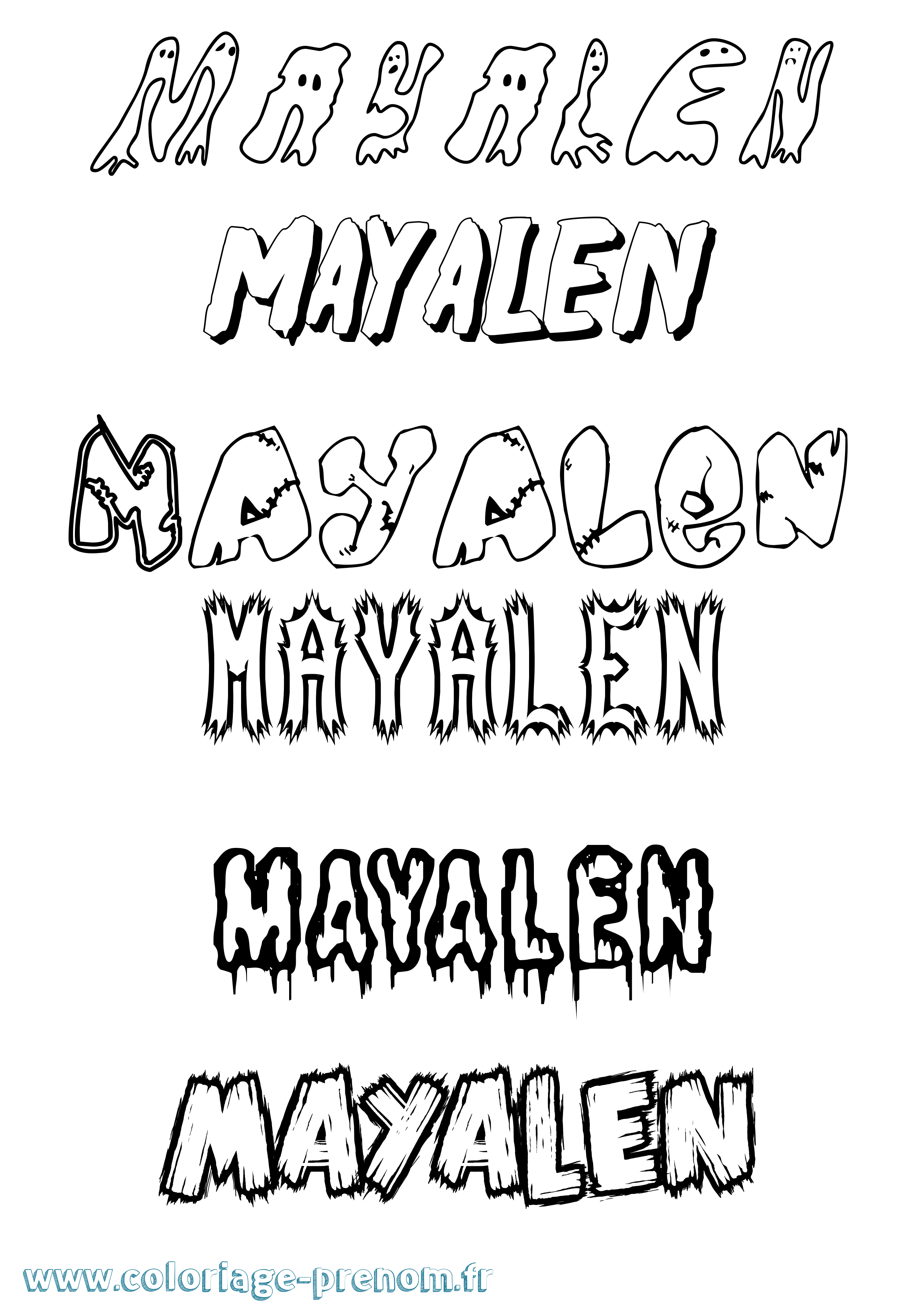 Coloriage prénom Mayalen Frisson