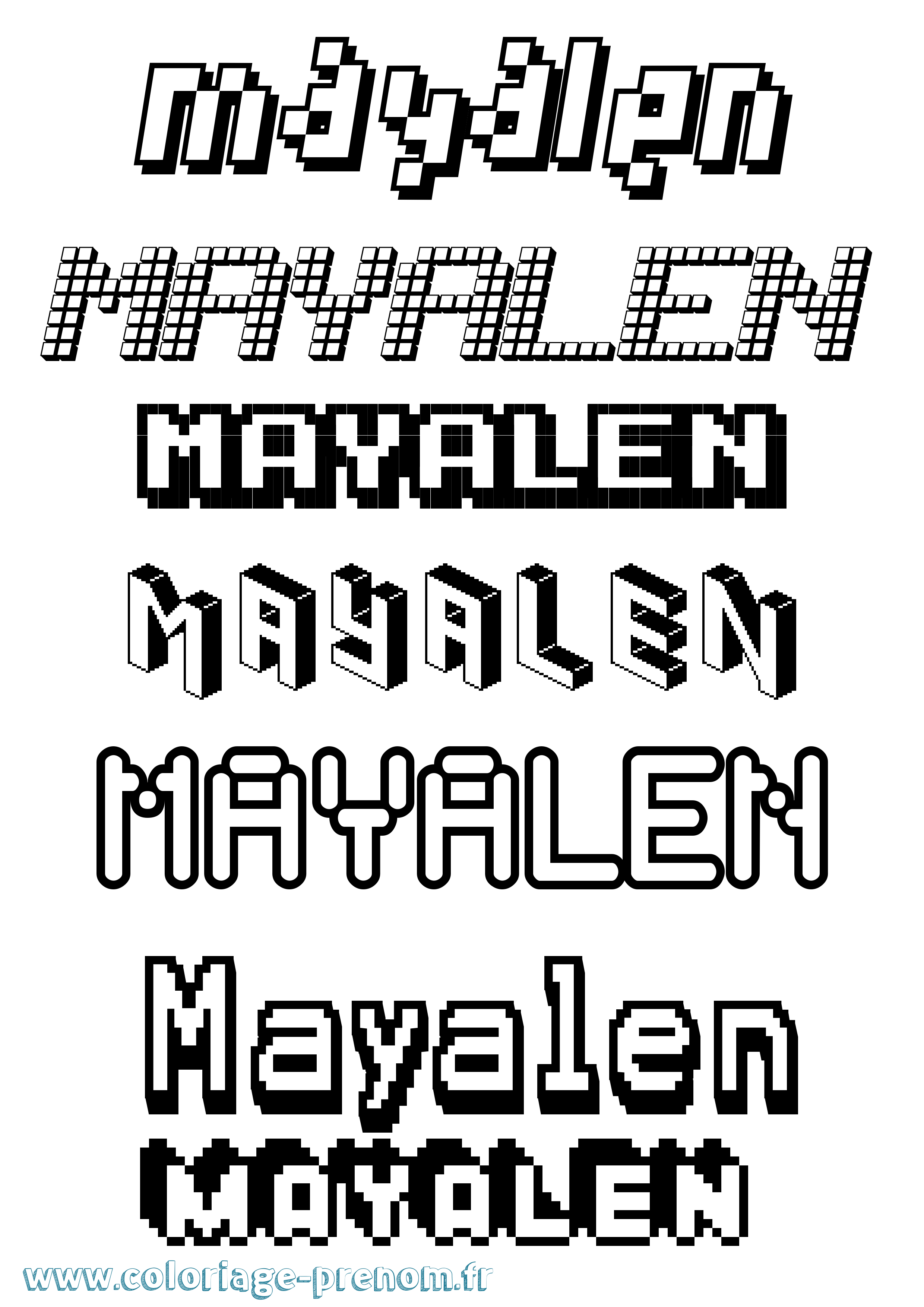 Coloriage prénom Mayalen Pixel