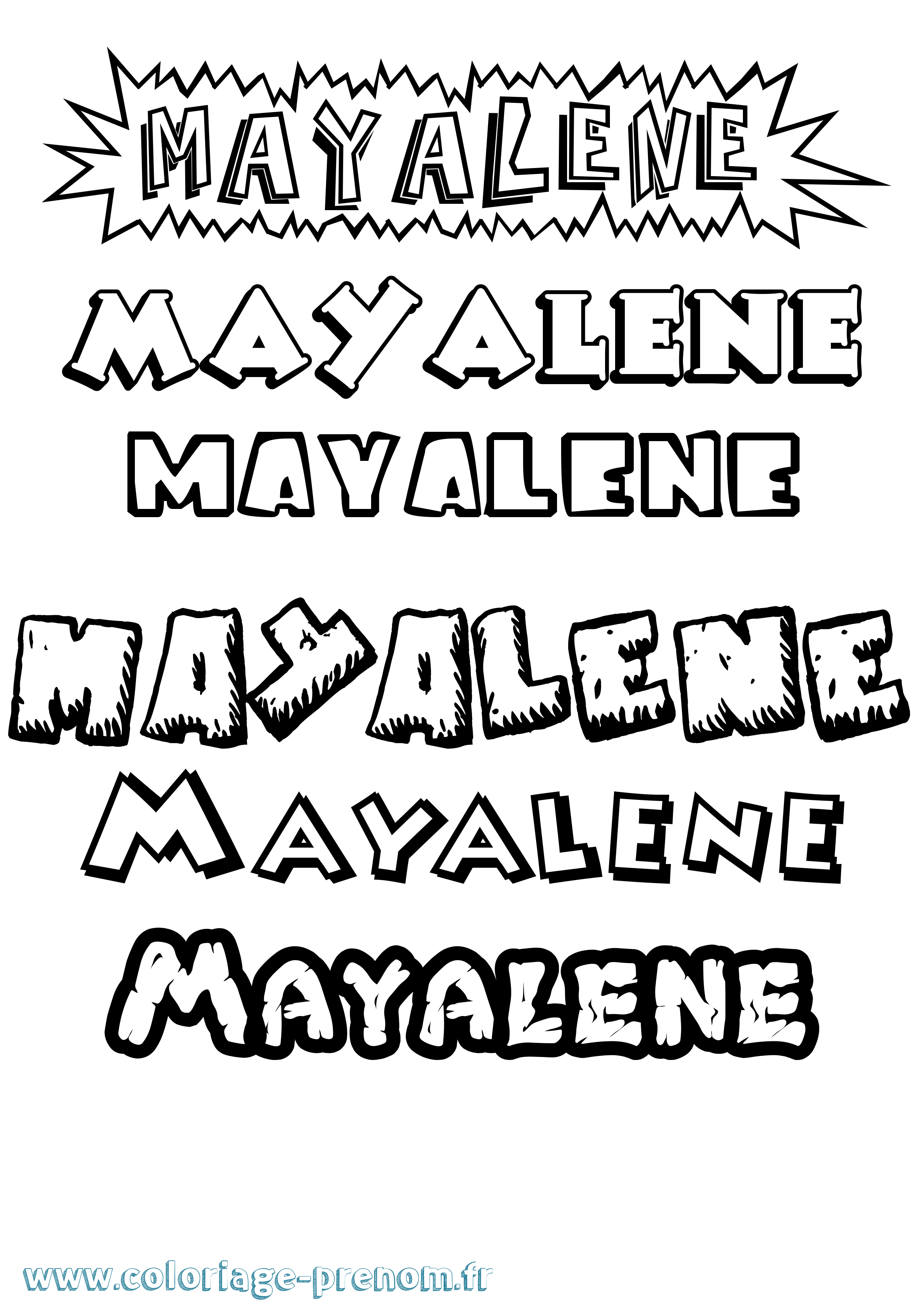 Coloriage prénom Mayalene Dessin Animé