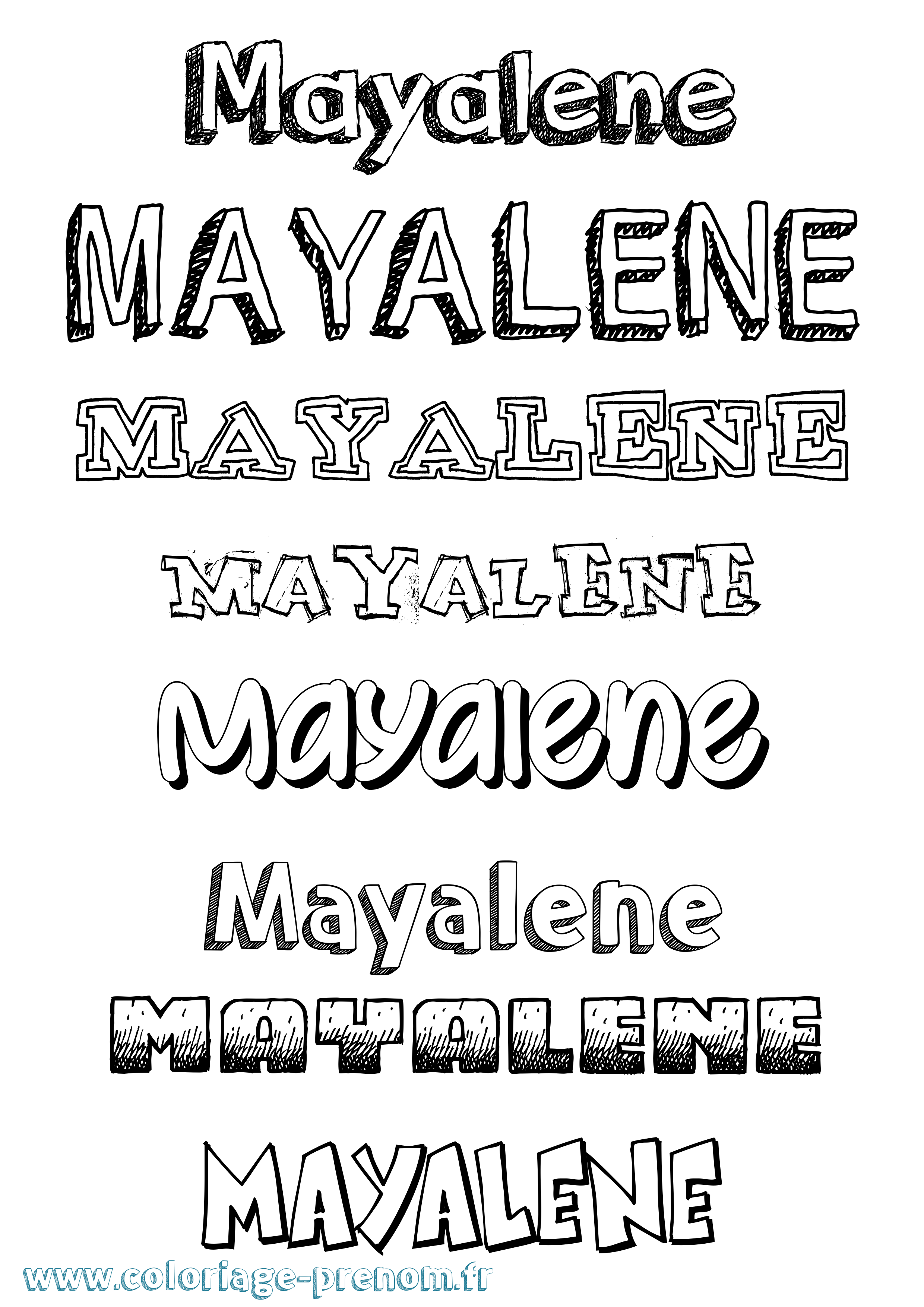 Coloriage prénom Mayalene Dessiné