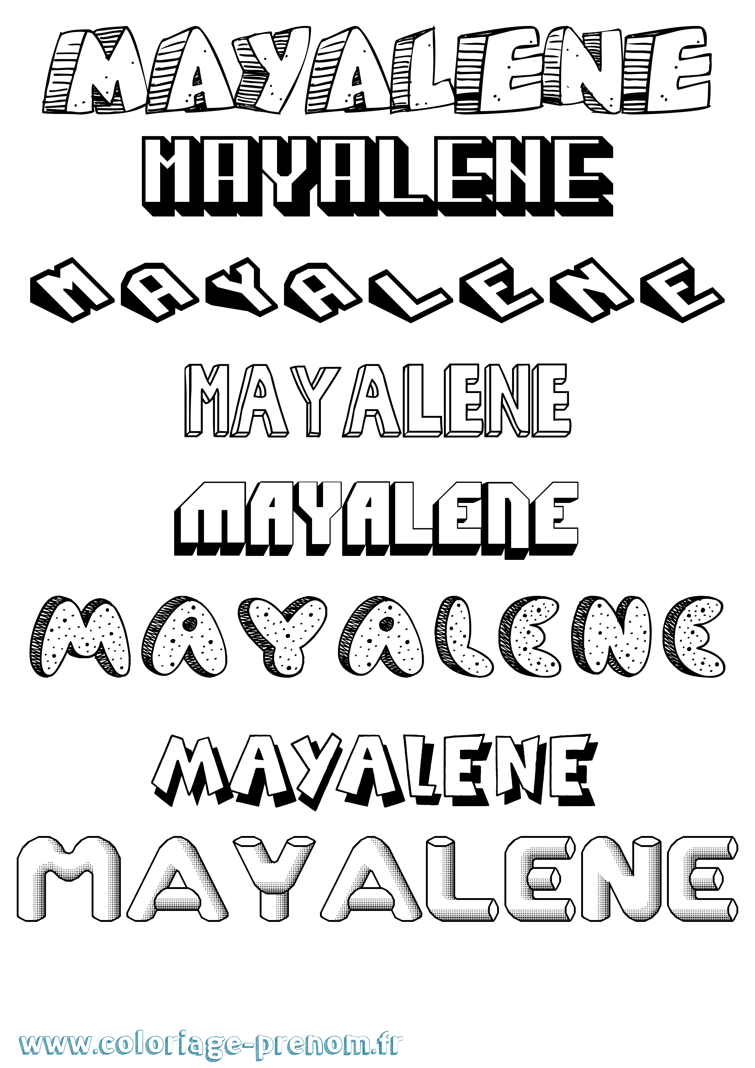Coloriage prénom Mayalene Effet 3D