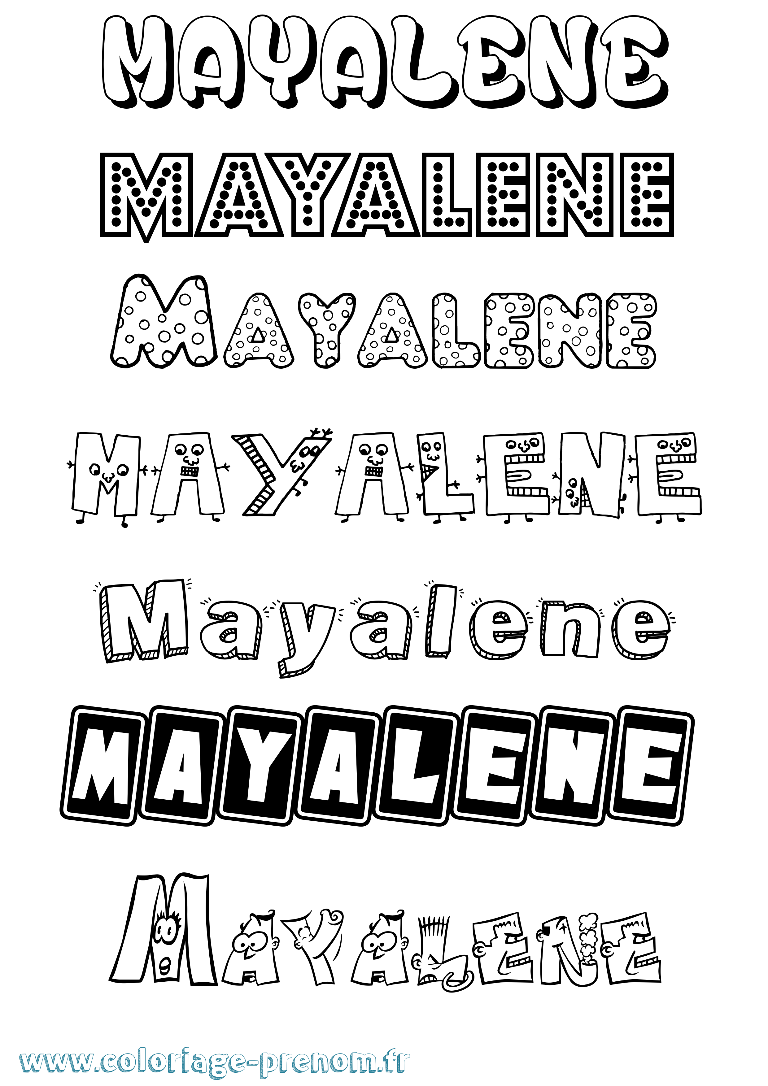 Coloriage prénom Mayalene Fun