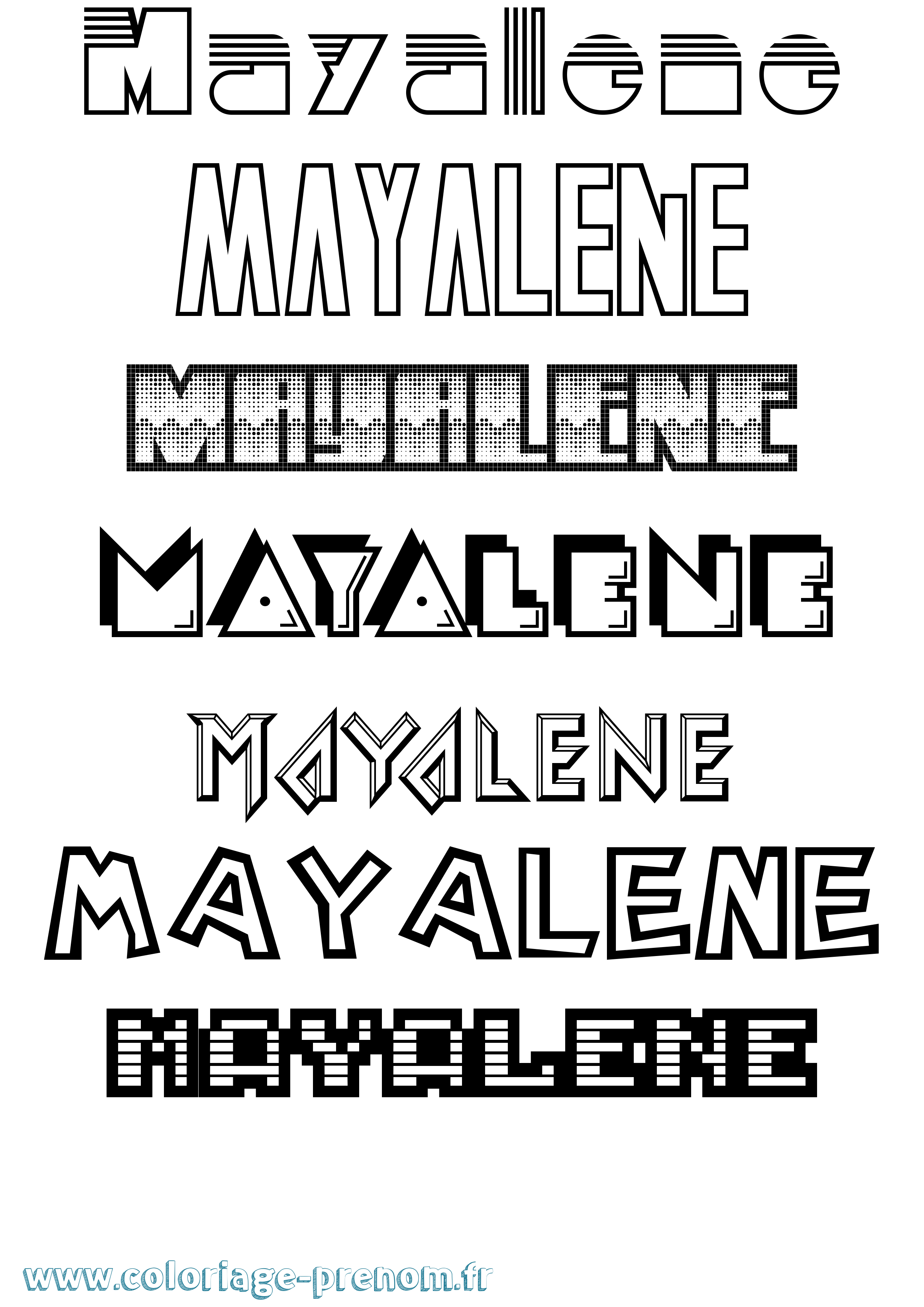 Coloriage prénom Mayalene Jeux Vidéos