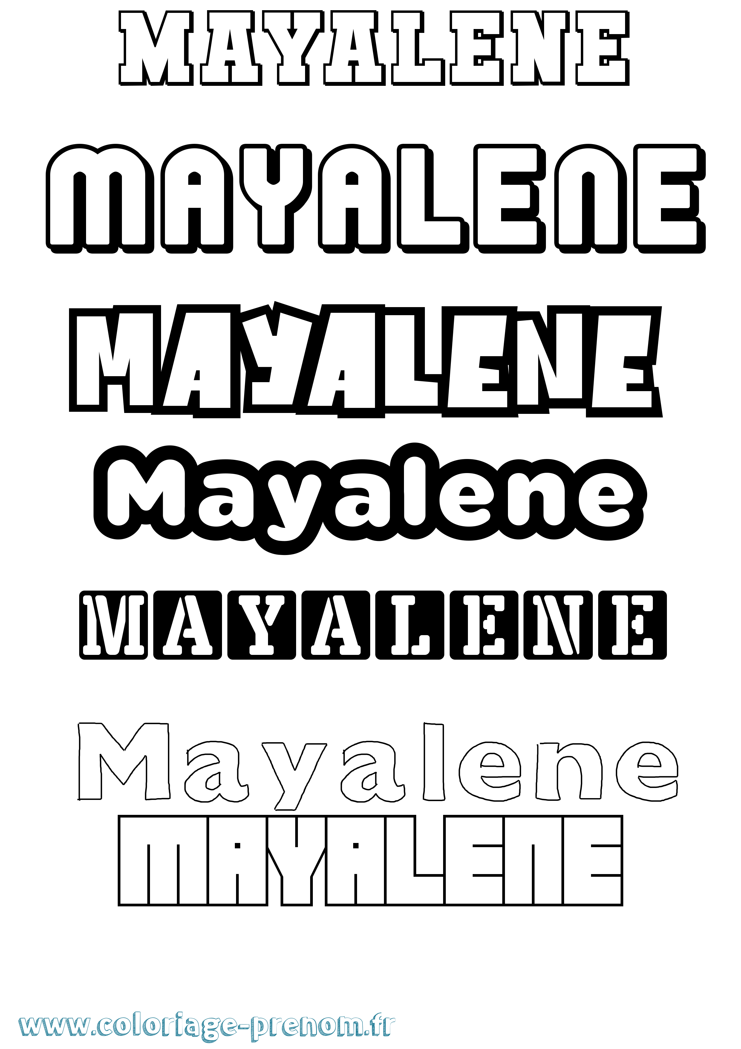 Coloriage prénom Mayalene Simple