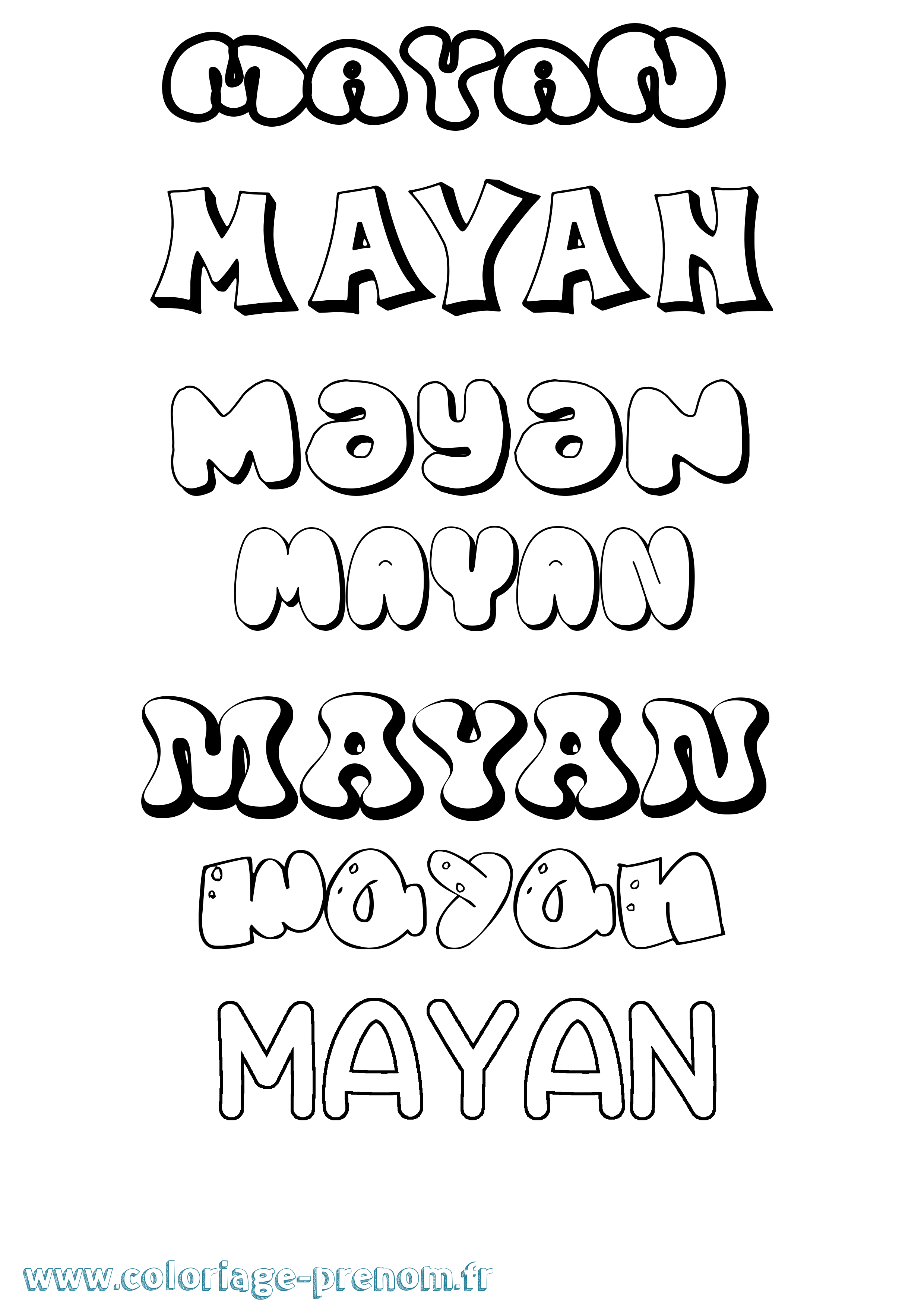 Coloriage prénom Mayan Bubble