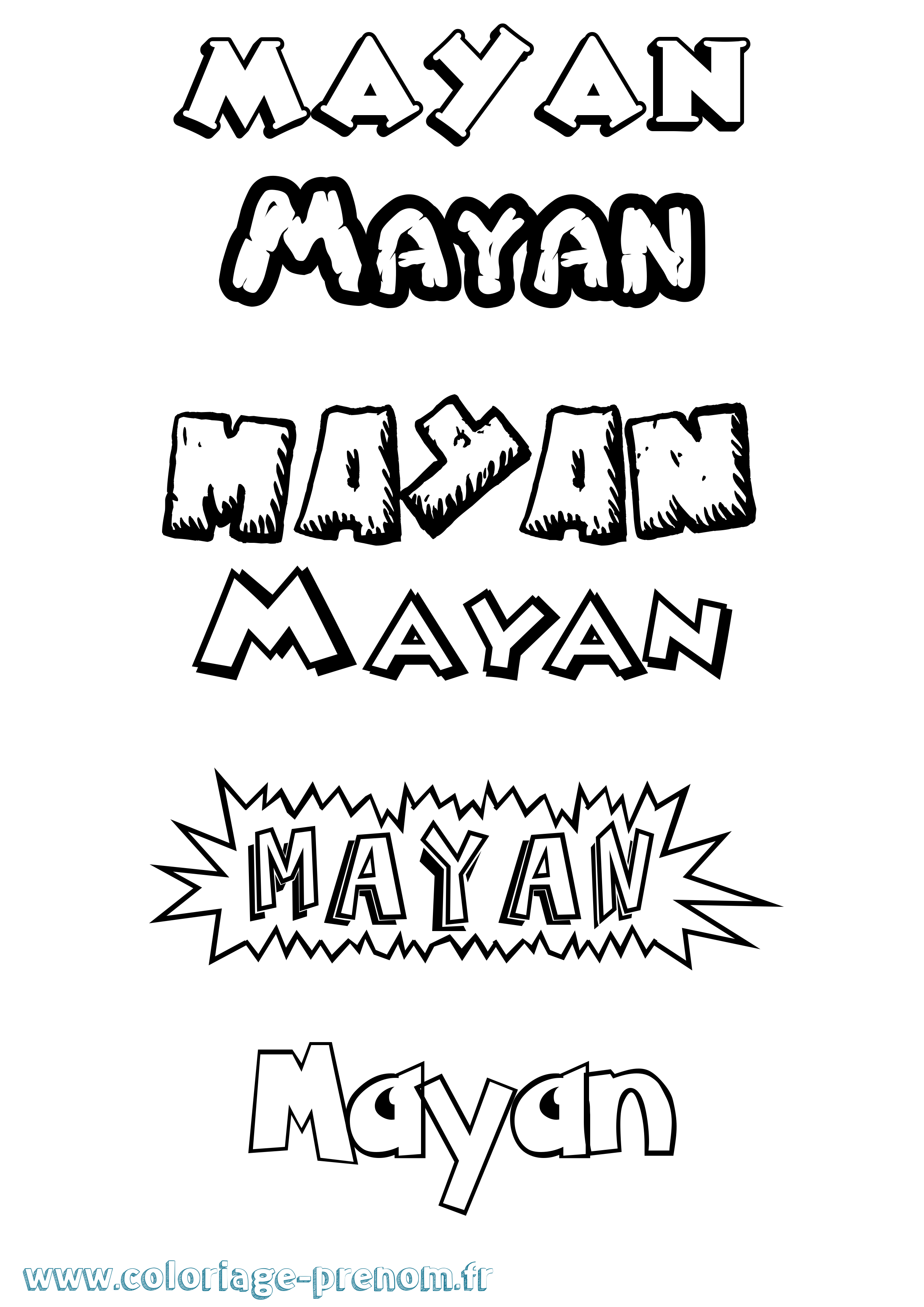 Coloriage prénom Mayan Dessin Animé
