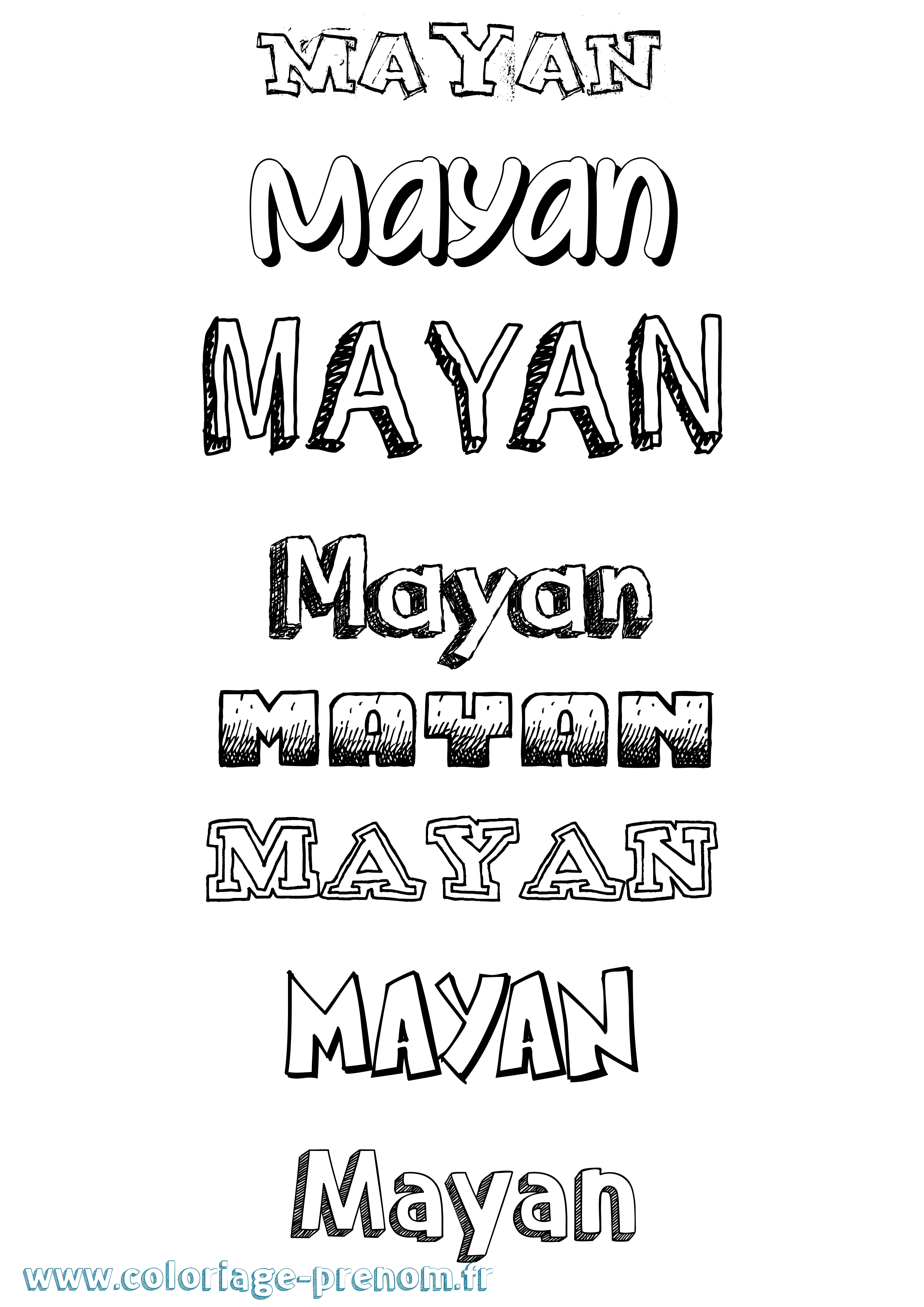 Coloriage prénom Mayan Dessiné