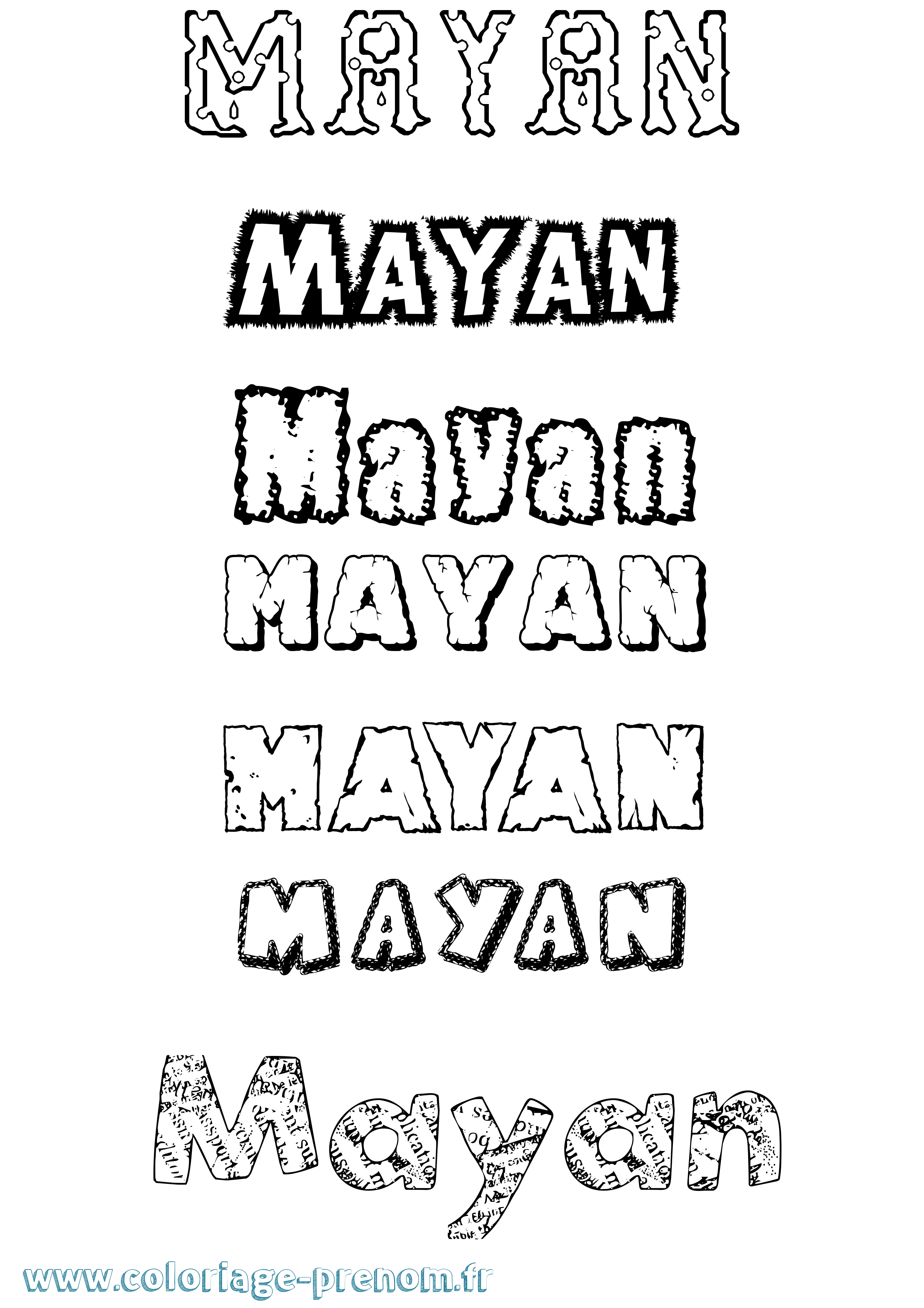 Coloriage prénom Mayan Destructuré