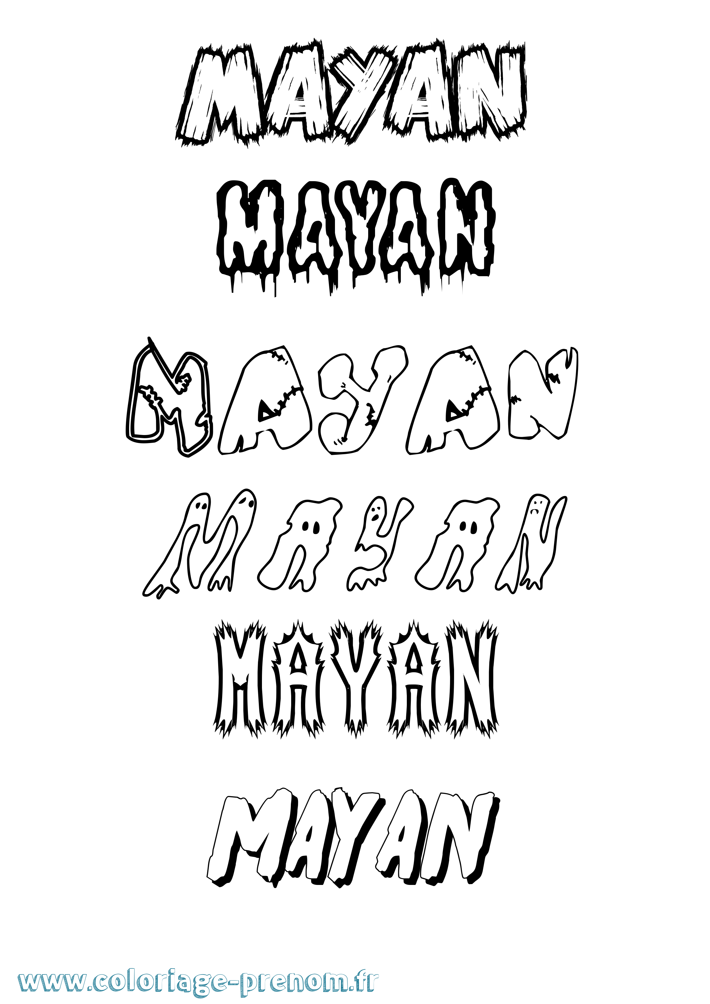 Coloriage prénom Mayan Frisson