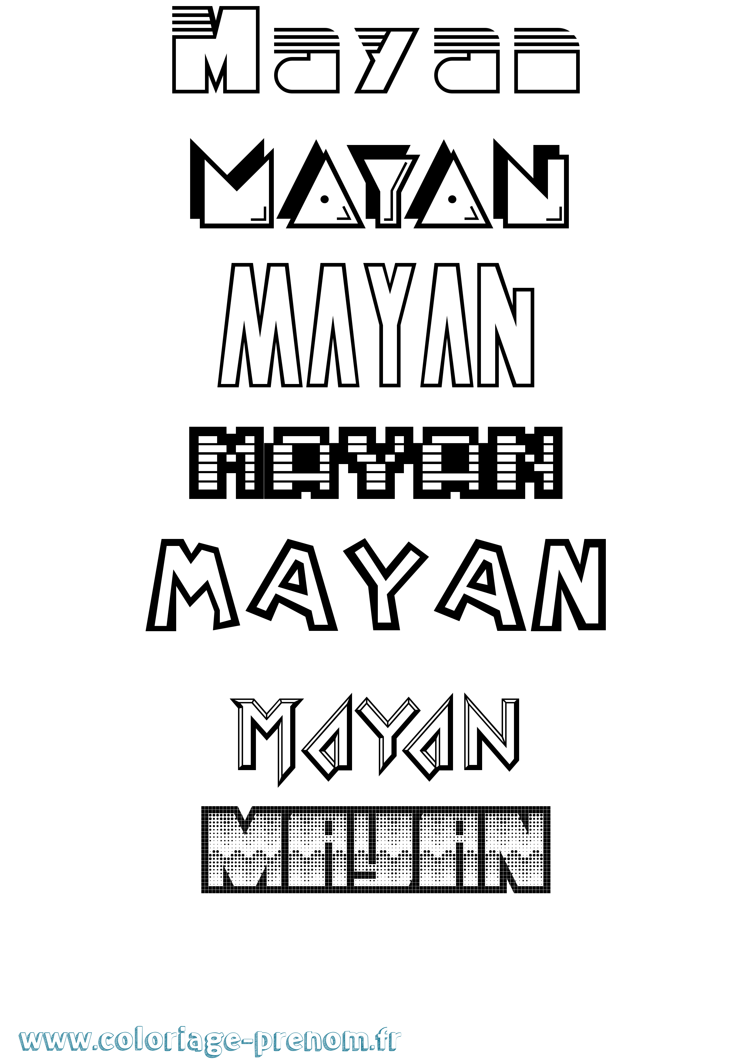 Coloriage prénom Mayan Jeux Vidéos