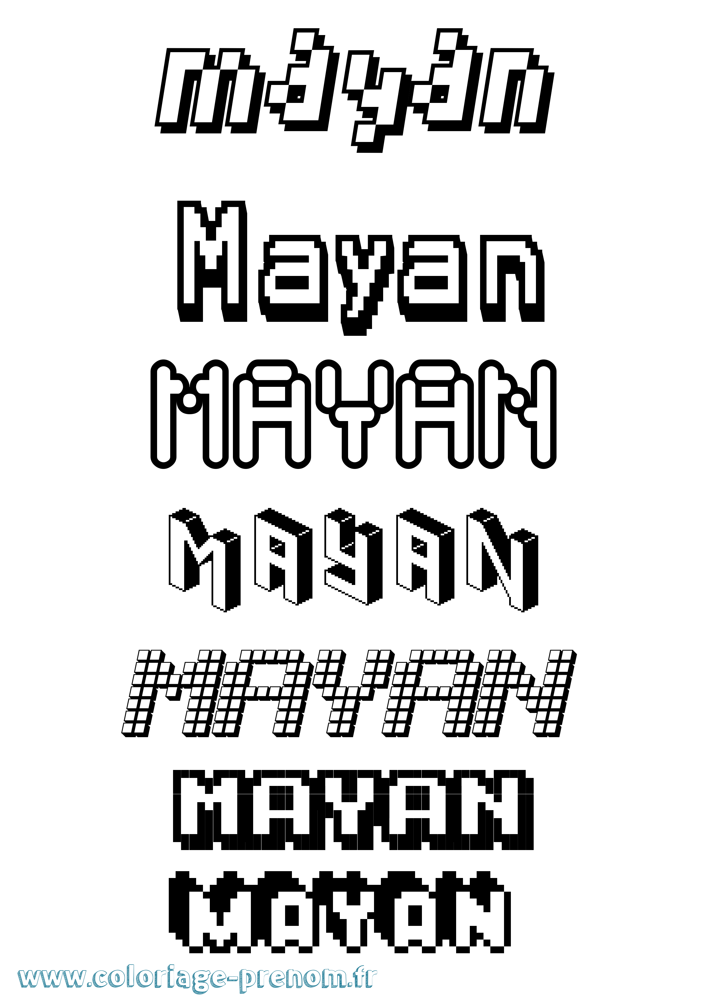 Coloriage prénom Mayan Pixel