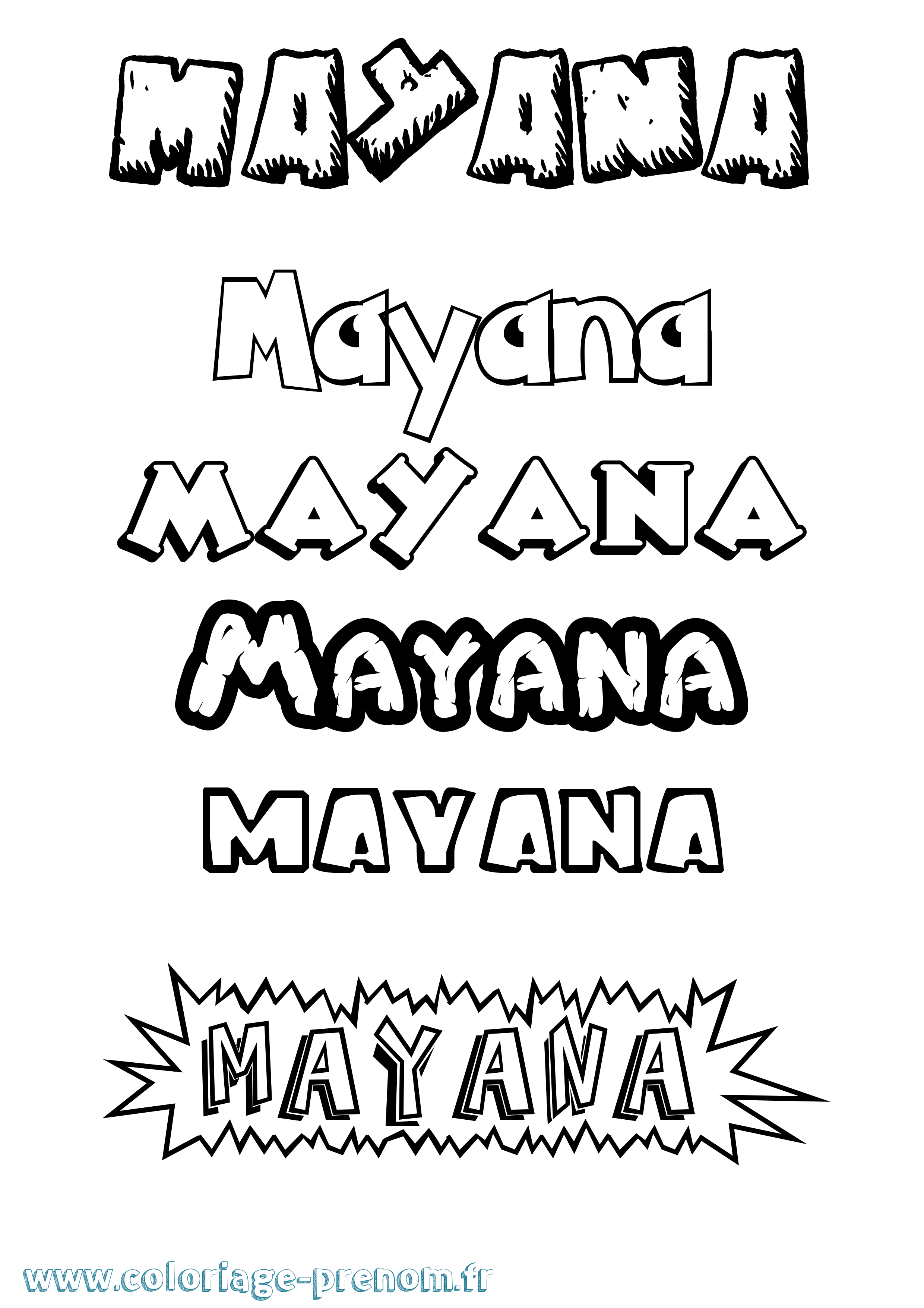 Coloriage prénom Mayana Dessin Animé