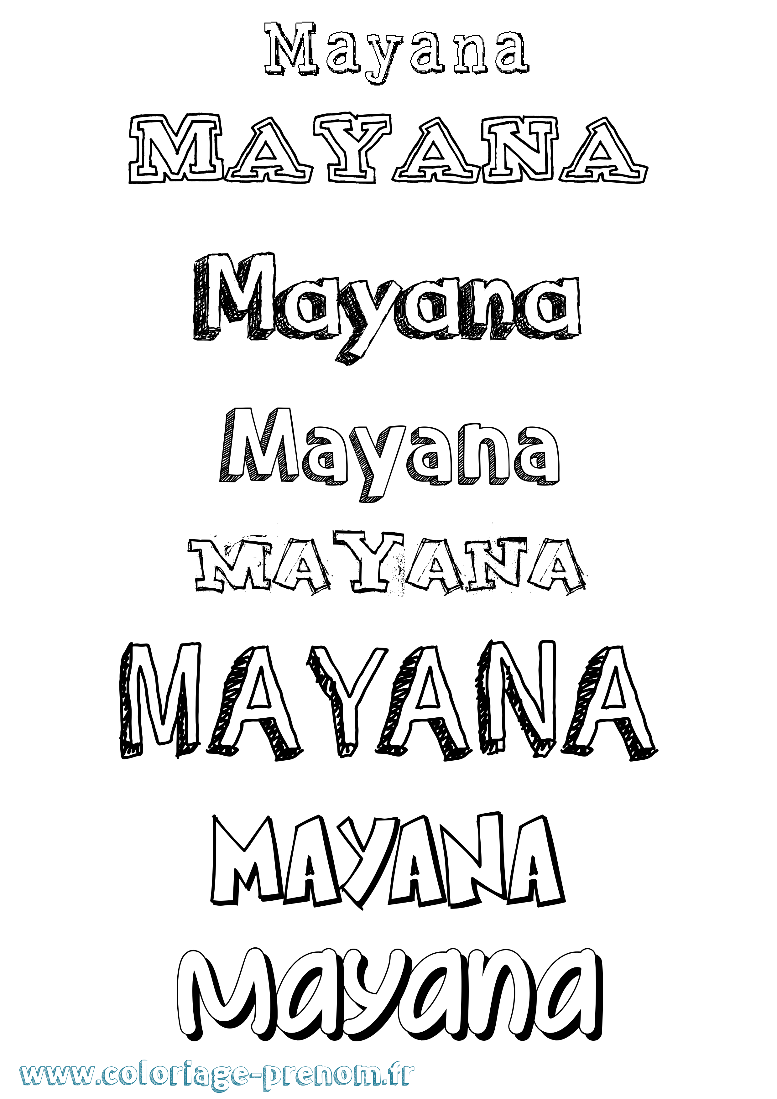 Coloriage prénom Mayana Dessiné