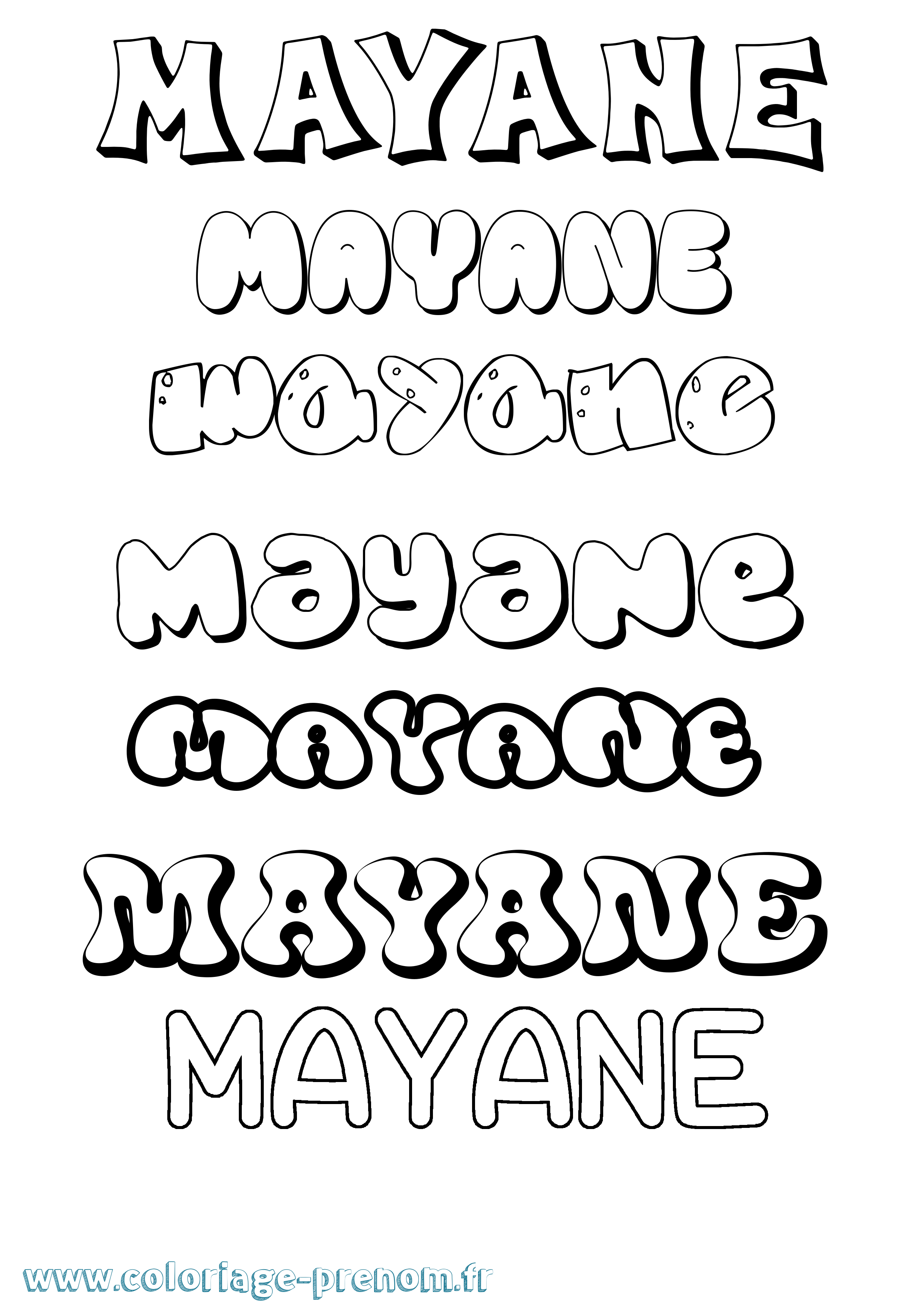 Coloriage Mayane Coloriage prénom Mayane