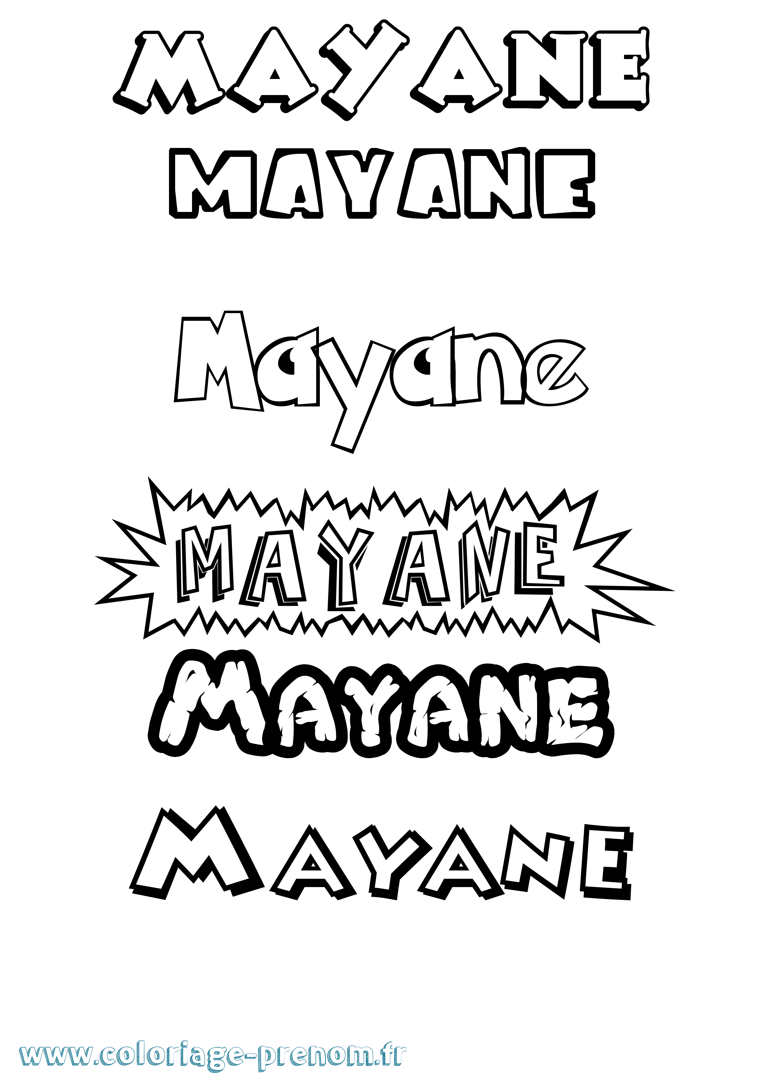 Coloriage prénom Mayane Dessin Animé