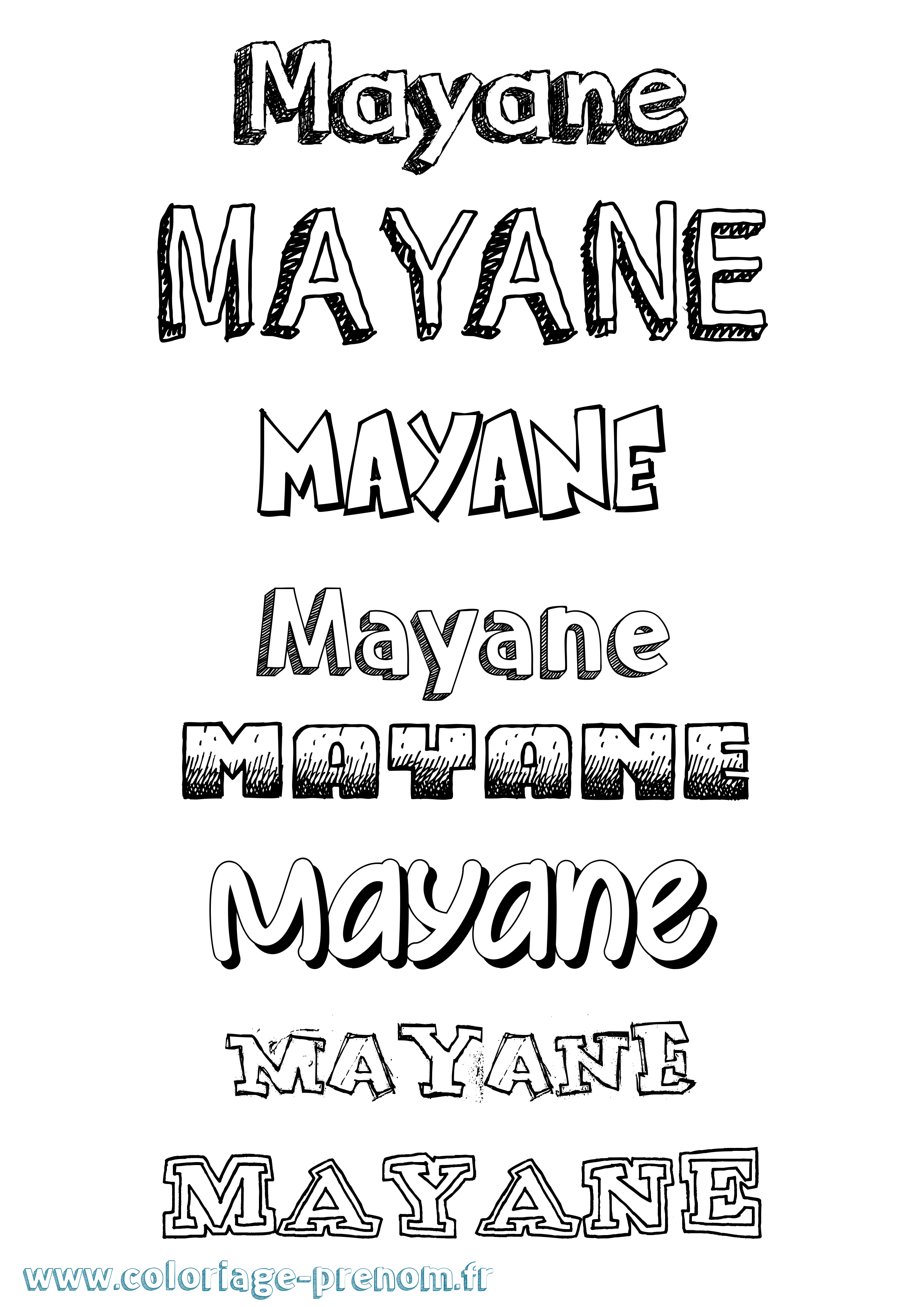 Coloriage prénom Mayane Dessiné