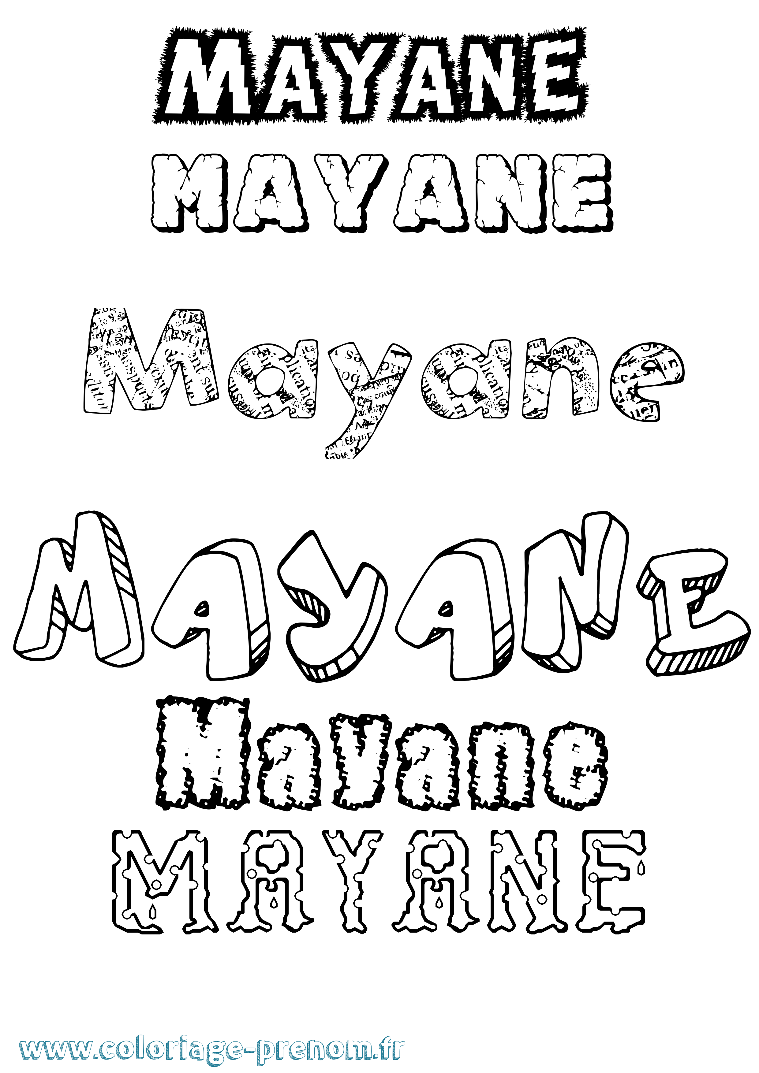 Coloriage prénom Mayane Destructuré