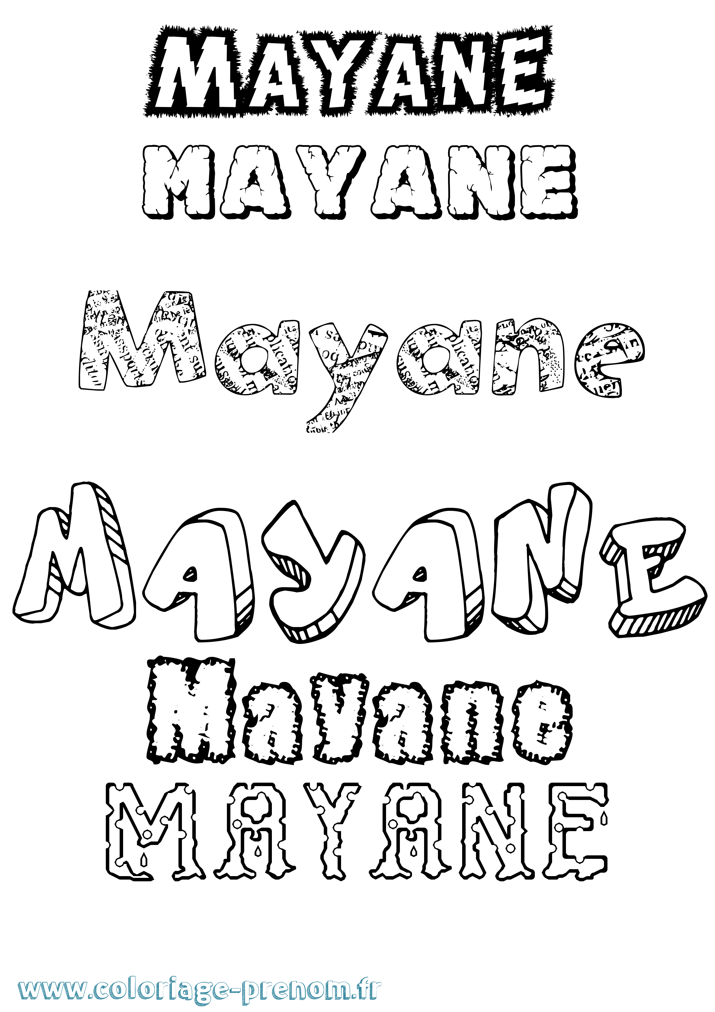 Coloriage Mayane Coloriage prénom Mayane