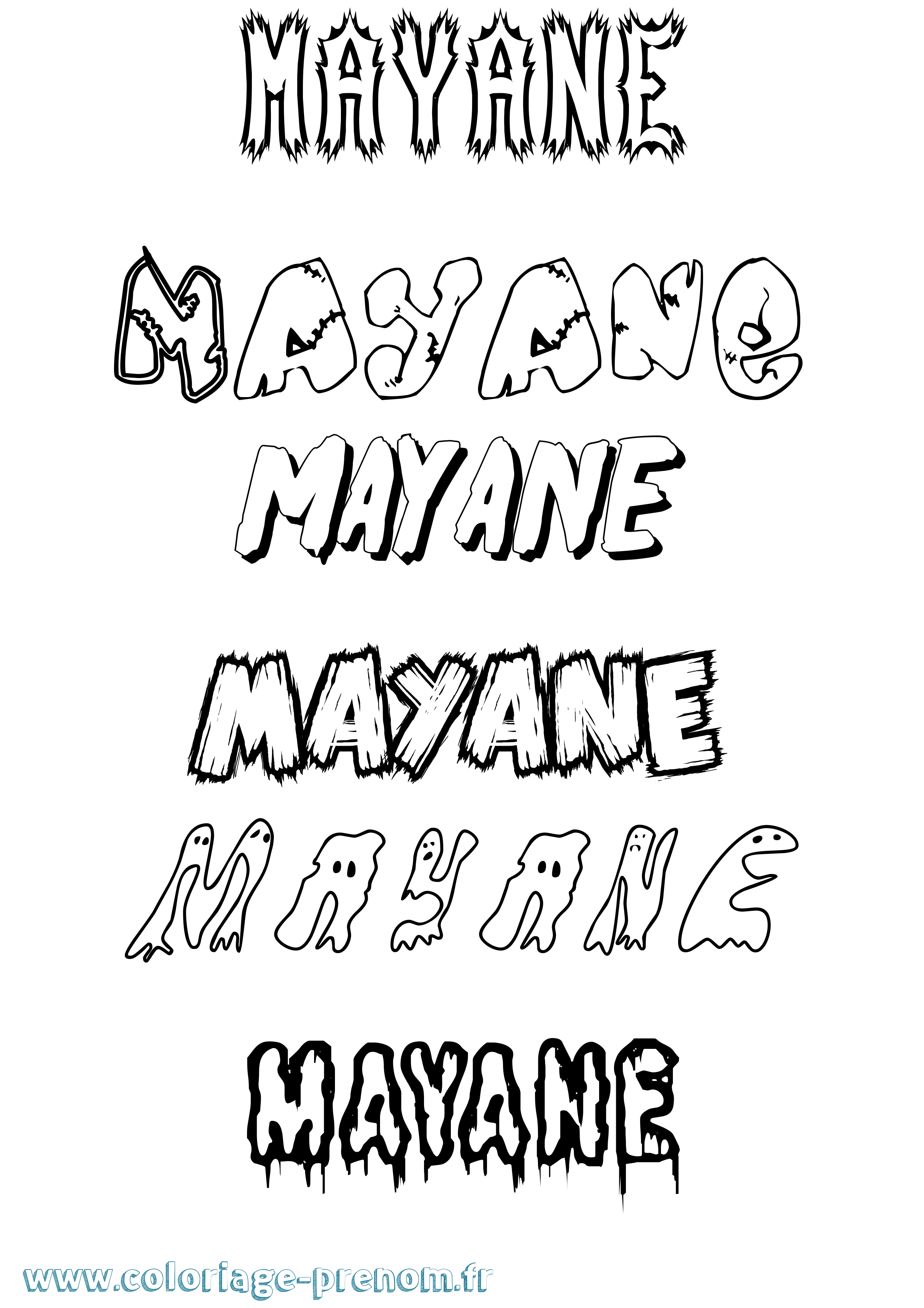 Coloriage prénom Mayane Frisson